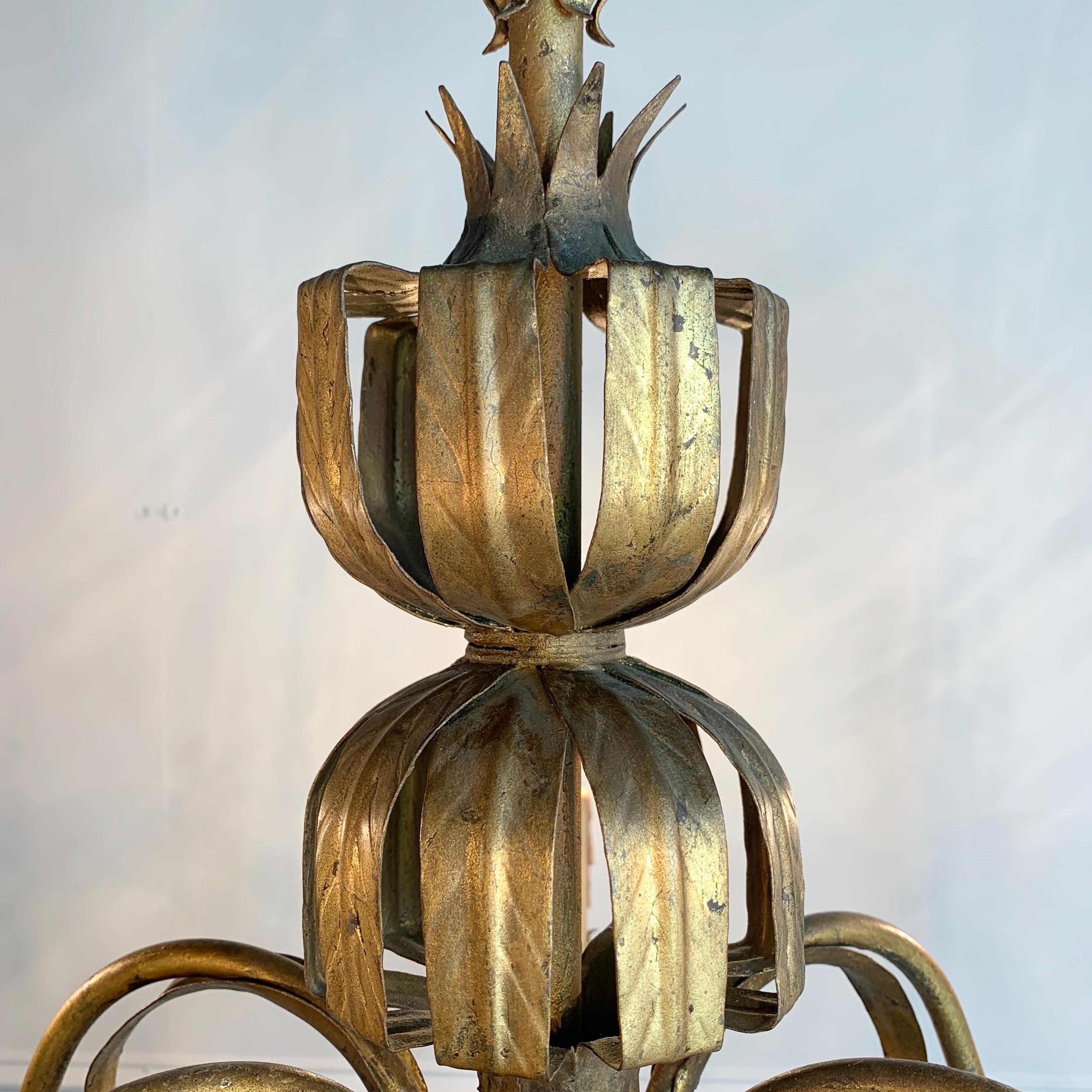 20th Century Mid Century Spanish 'Ferro Art' Att Chandelier