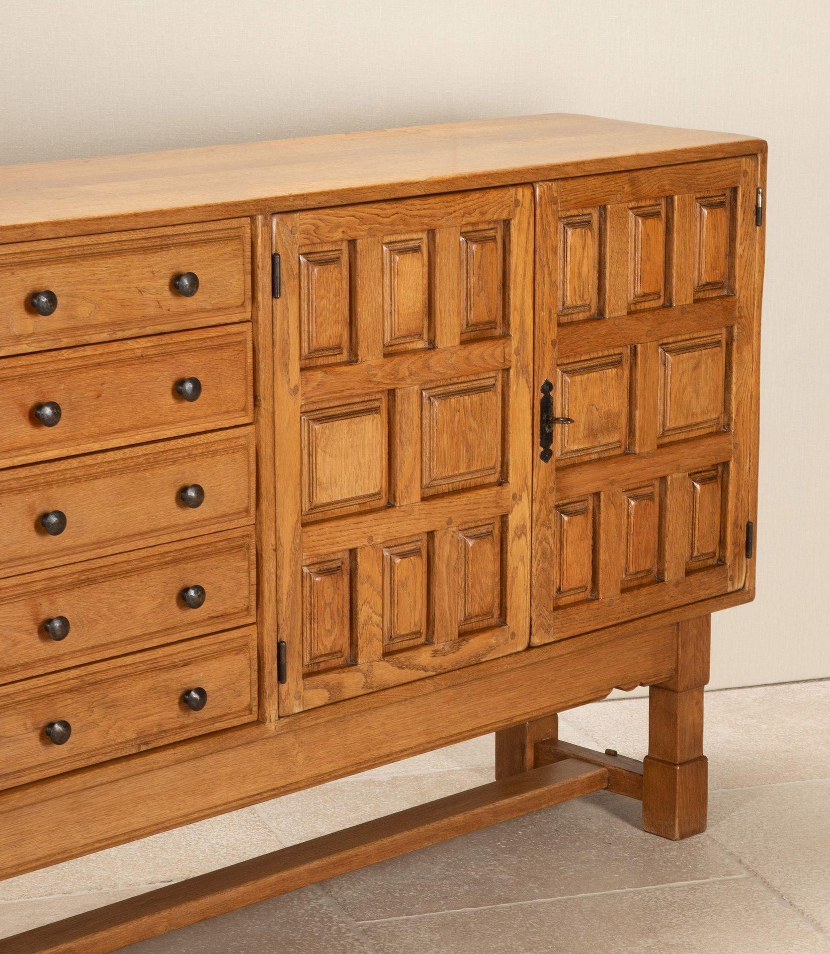 Mid Century Spanish Geometric Brutalist Sideboard For Sale 7