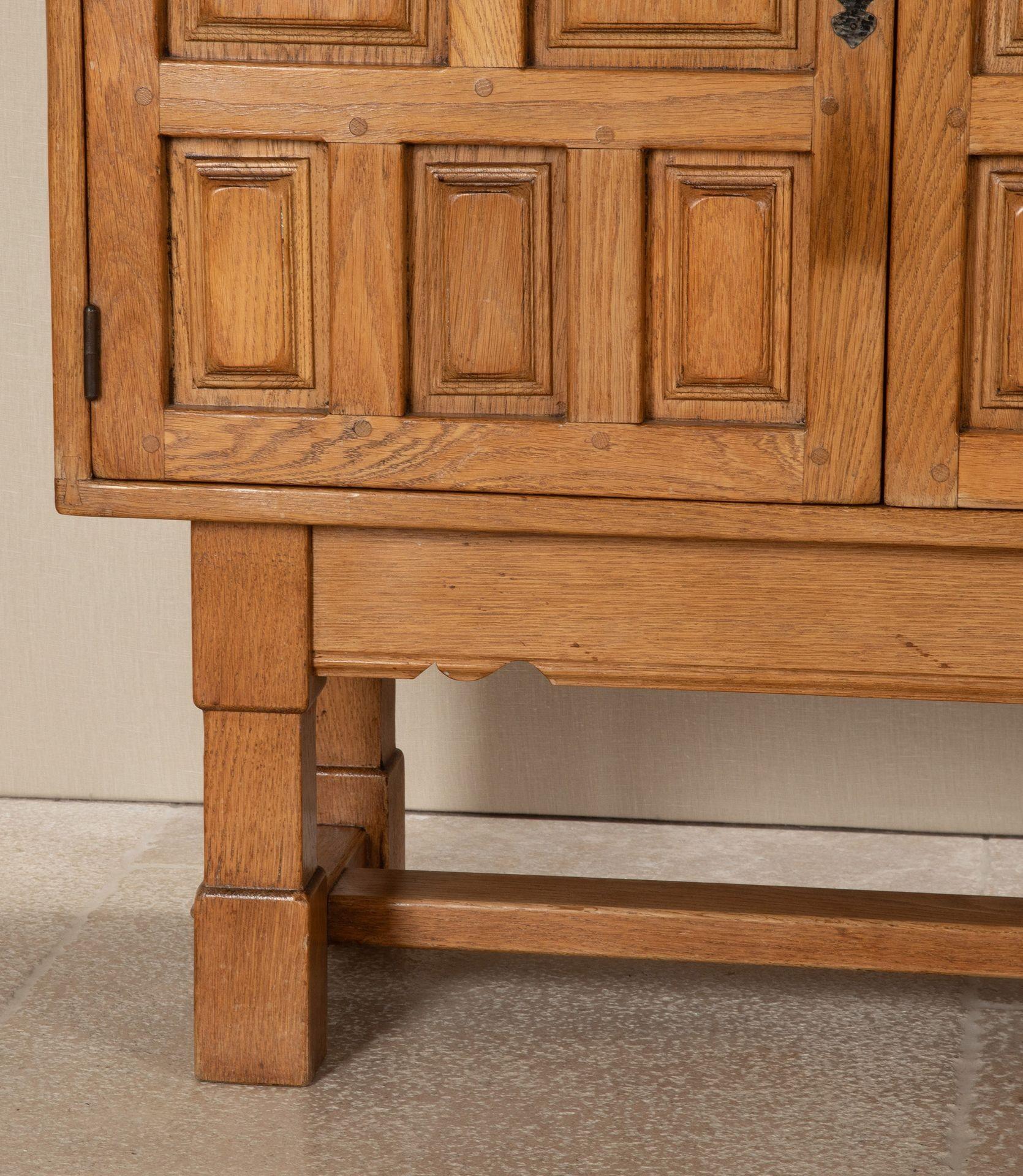 Mid Century Spanish Geometric Brutalist Sideboard For Sale 8