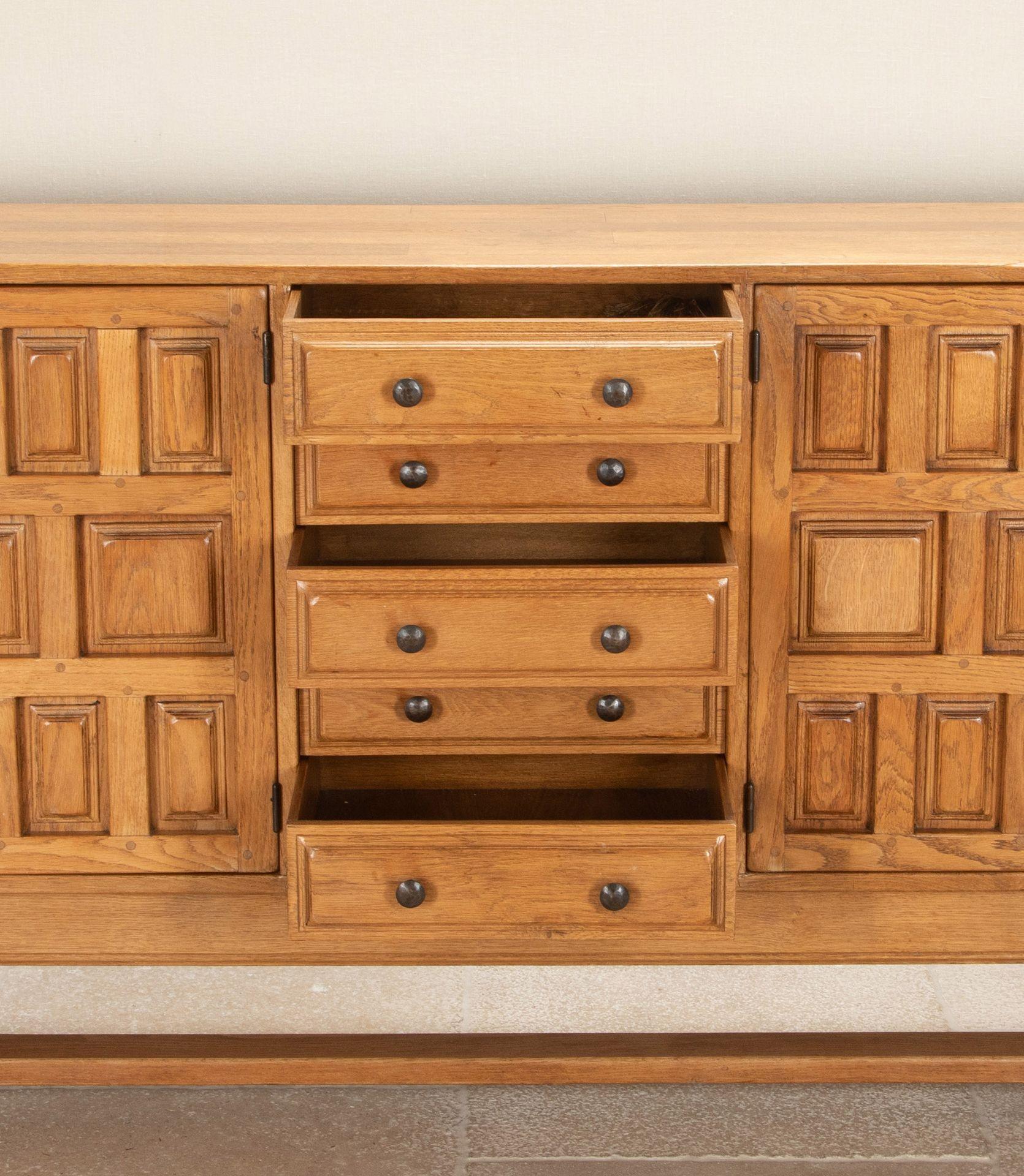 Mid Century Spanish Geometric Brutalist Sideboard For Sale 10