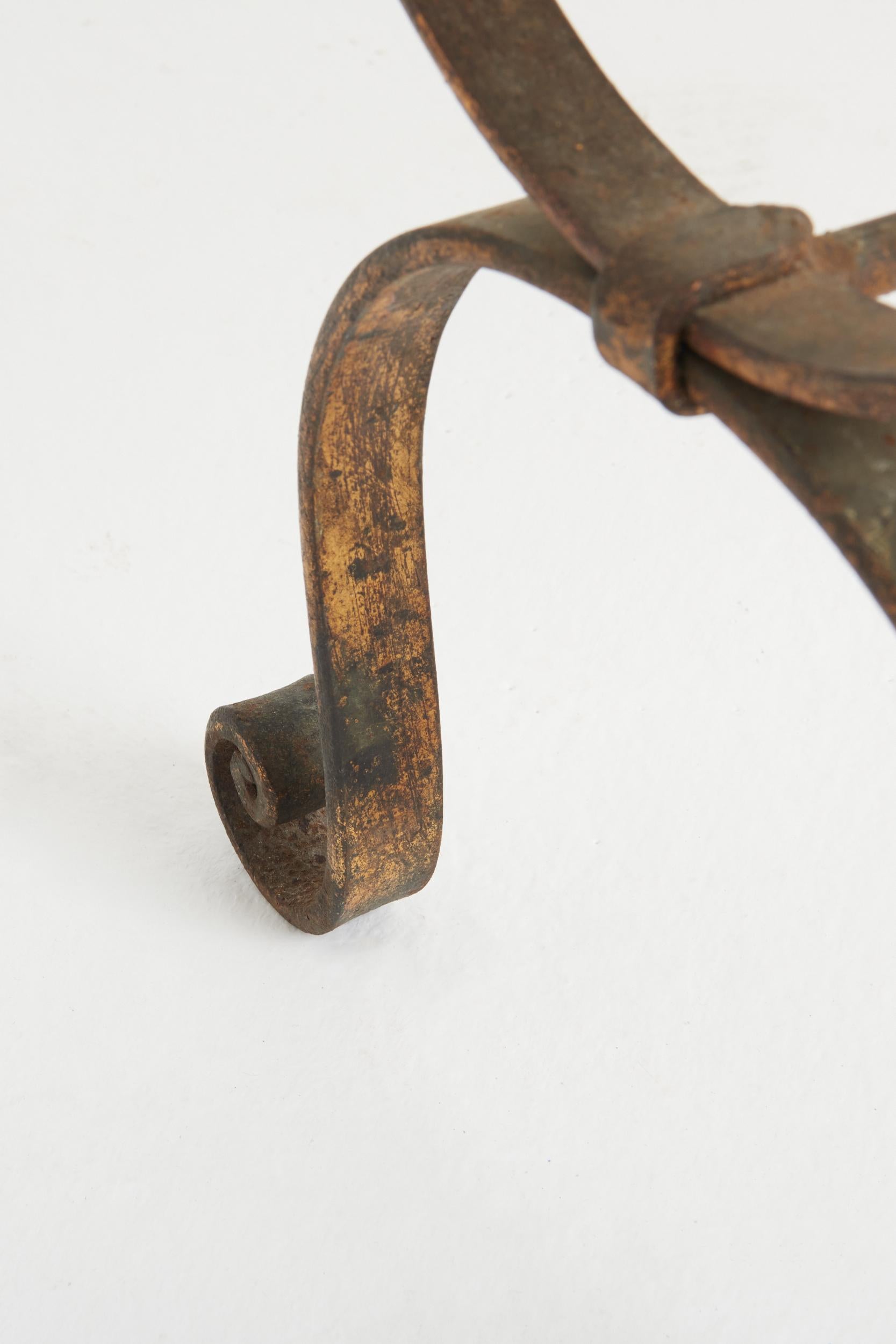 Midcentury Spanish Gilt Iron Stool In Good Condition In London, GB
