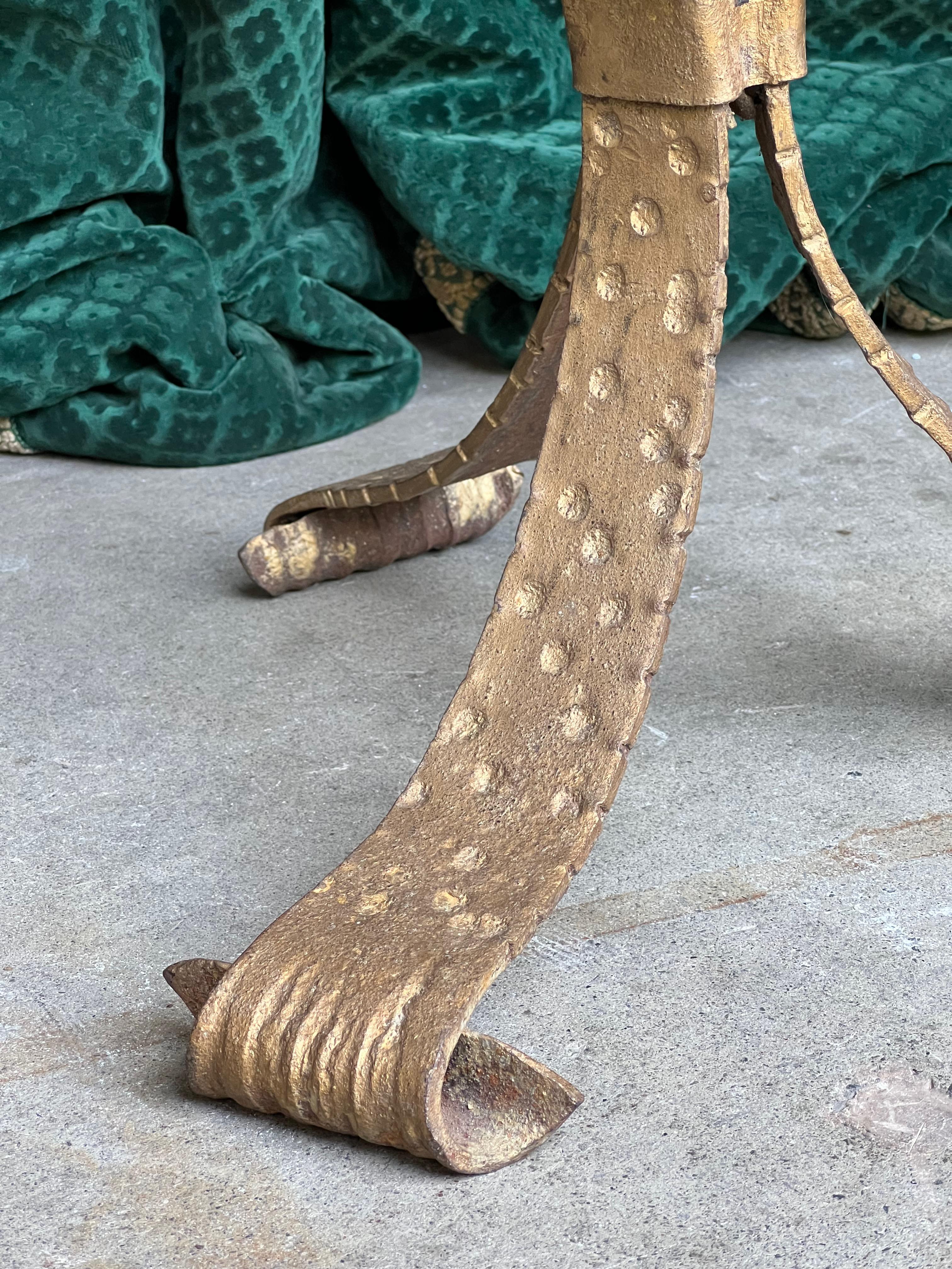 Mid-20th Century Spanish 1950's Gilt Metal Side Table For Sale