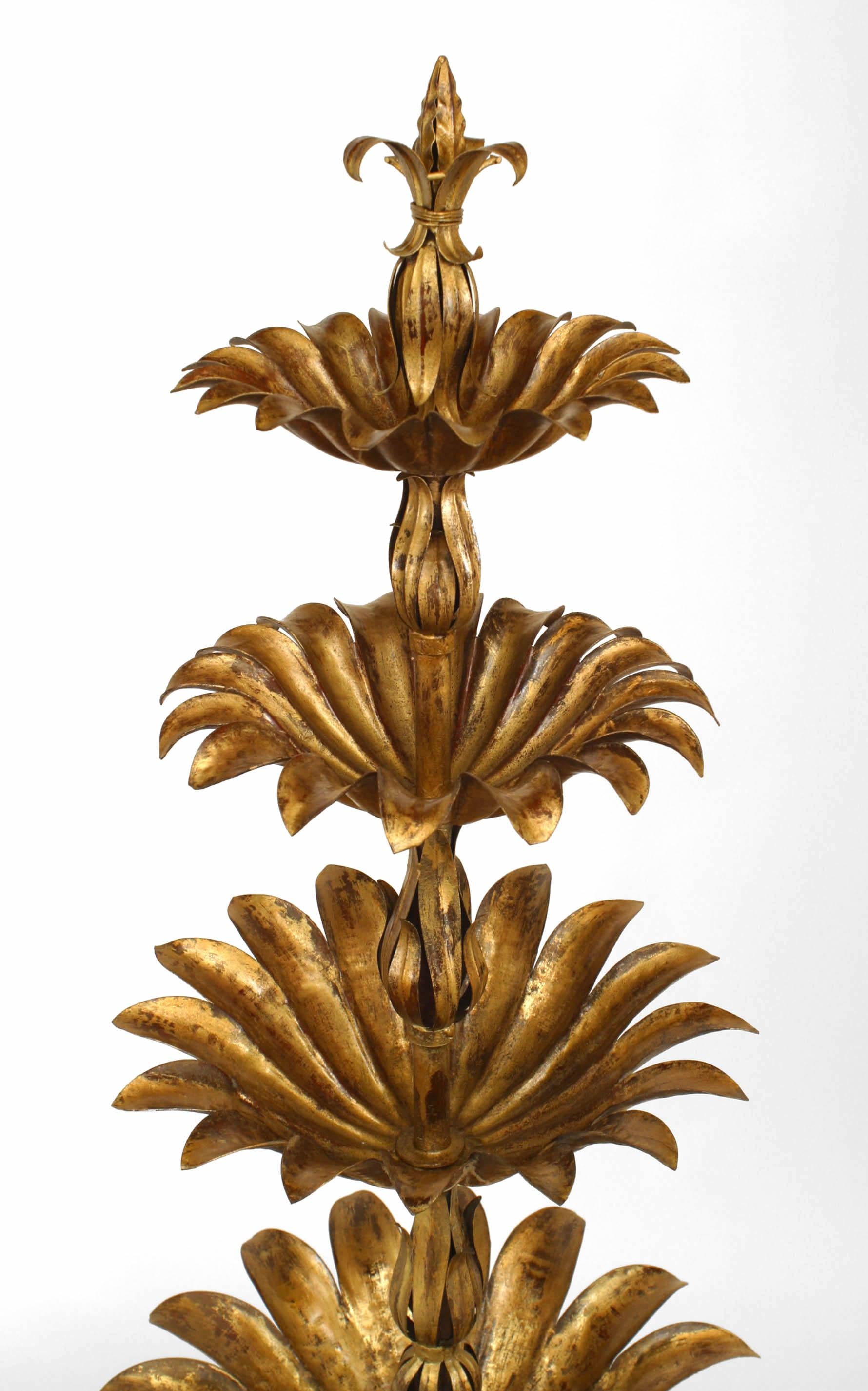 Spanish (mid-20th Cent) gilt metal 4 tier palm design planter stand/fernery (att: Ferrocolor)
