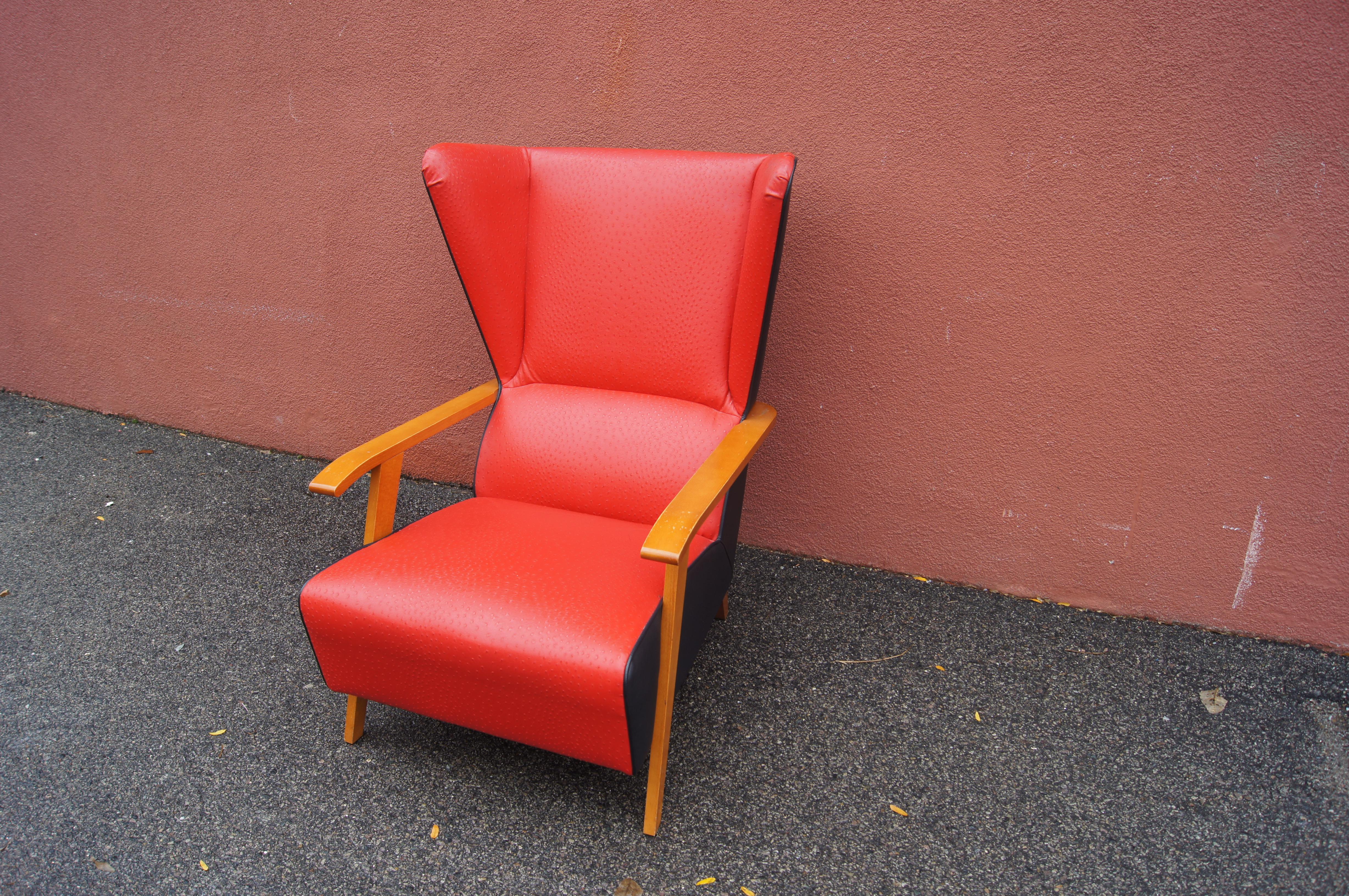 Mid-20th Century Midcentury Spanish High-Back Leather Lounge Chair