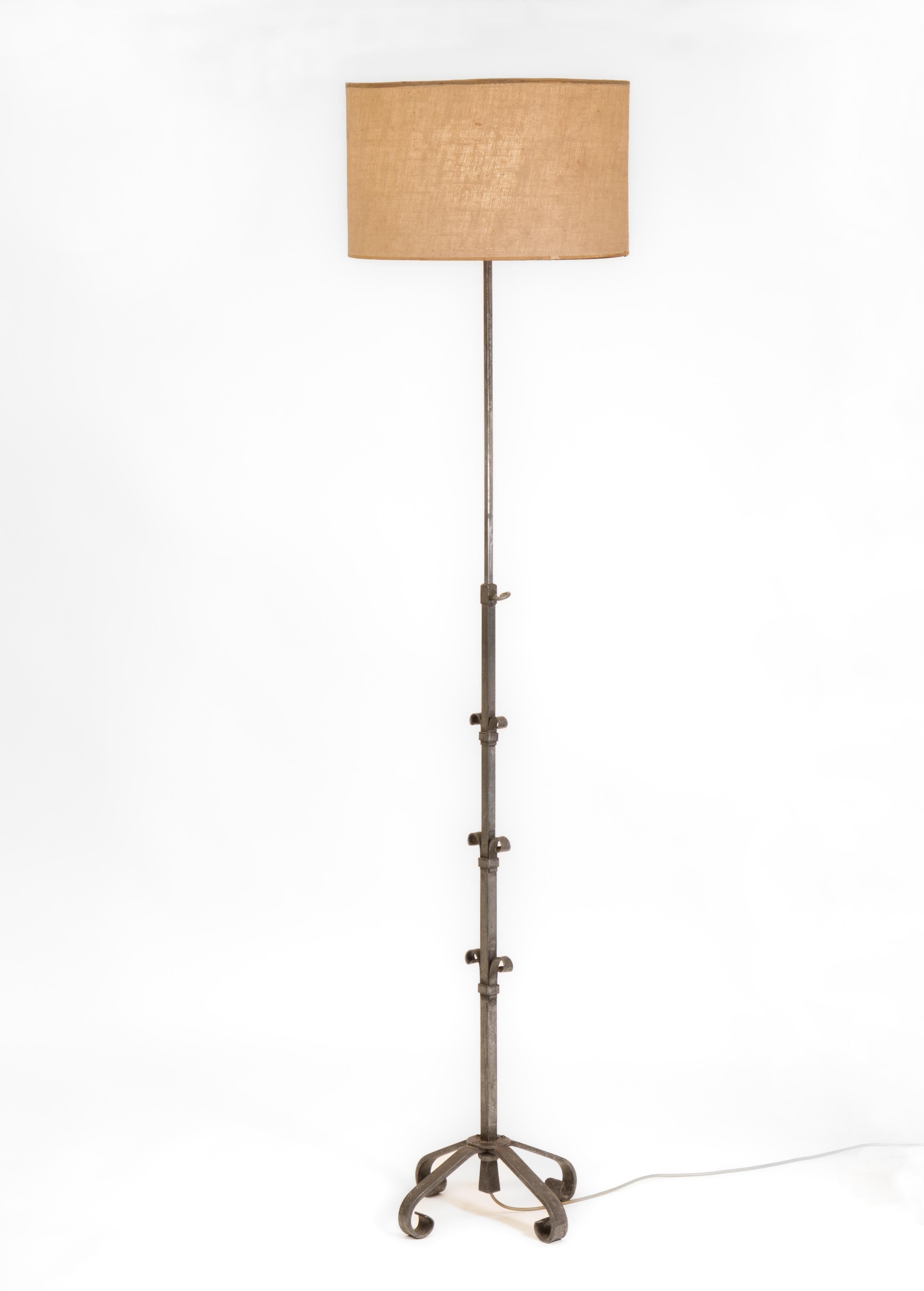 Mid Century Spanish Iron Adjustable Floor Lamp Circa 1960 6