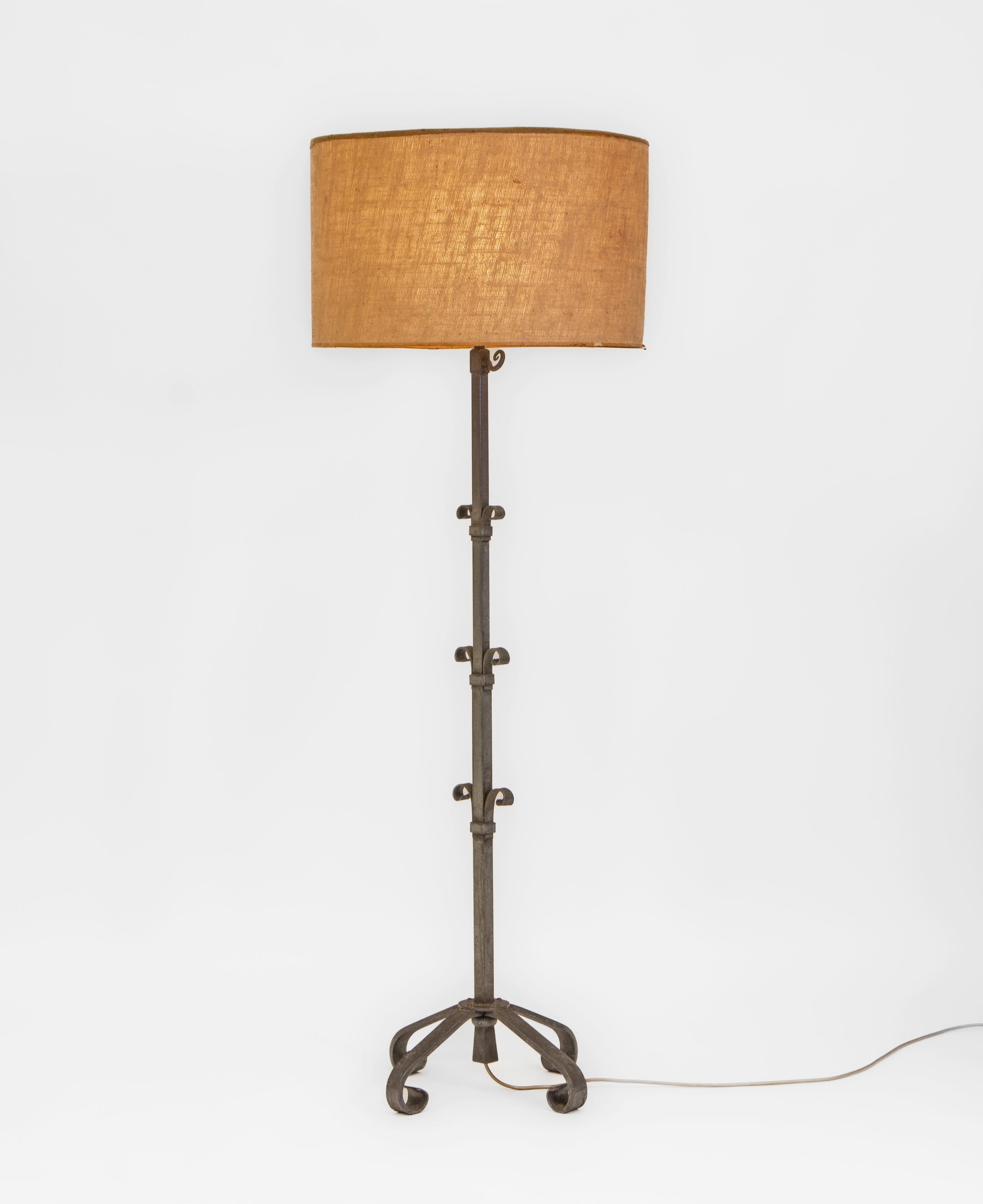 Mid Century Spanish Iron Adjustable Floor Lamp Circa 1960 2