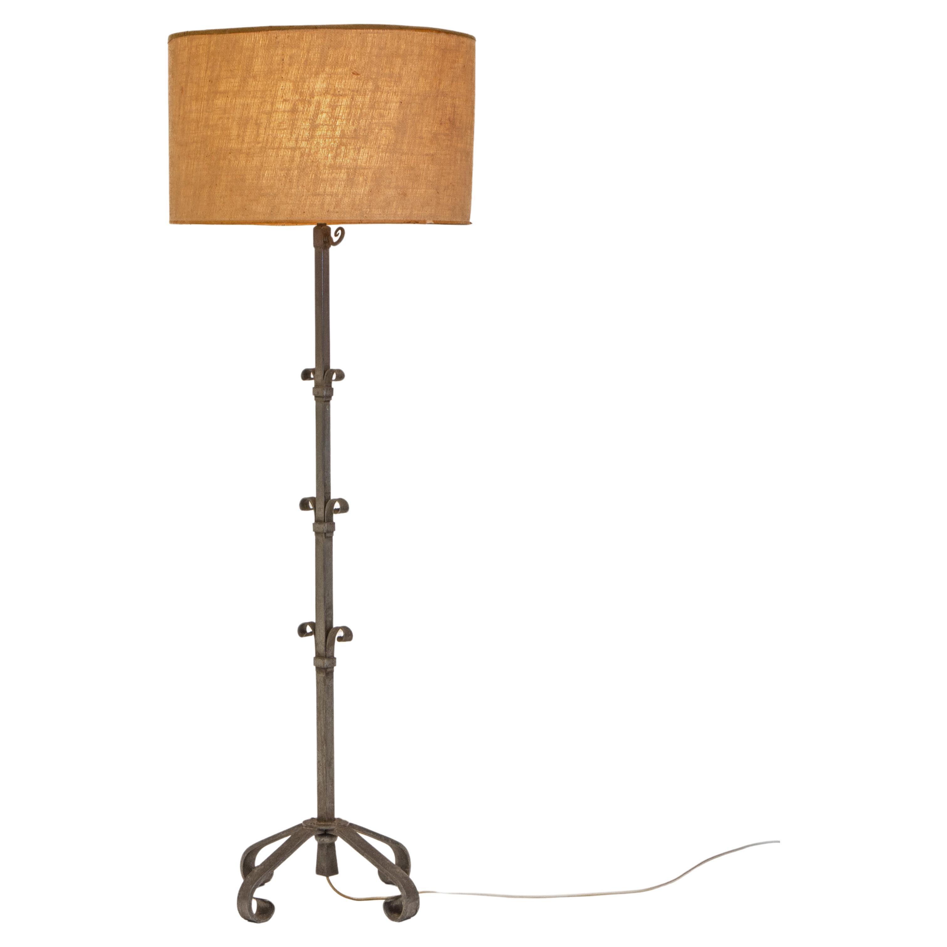 Mid Century Spanish Iron Adjustable Floor Lamp Circa 1960