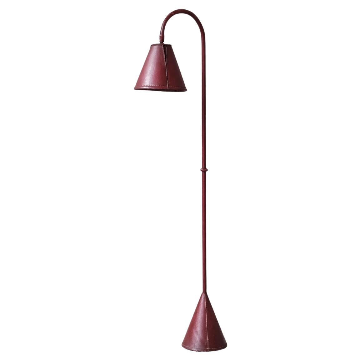 Midcentury Spanish Leather Floor Lamp by Valenti For Sale