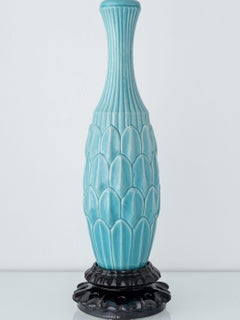 Oversize Turquoise Ceramic Table Lamp by Cerámicas Bondia, 1960s