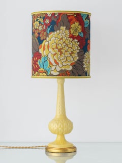 Spanish Yellow Ceramic Table Lamp, 1960s, New Retro Liberty London Lampshade