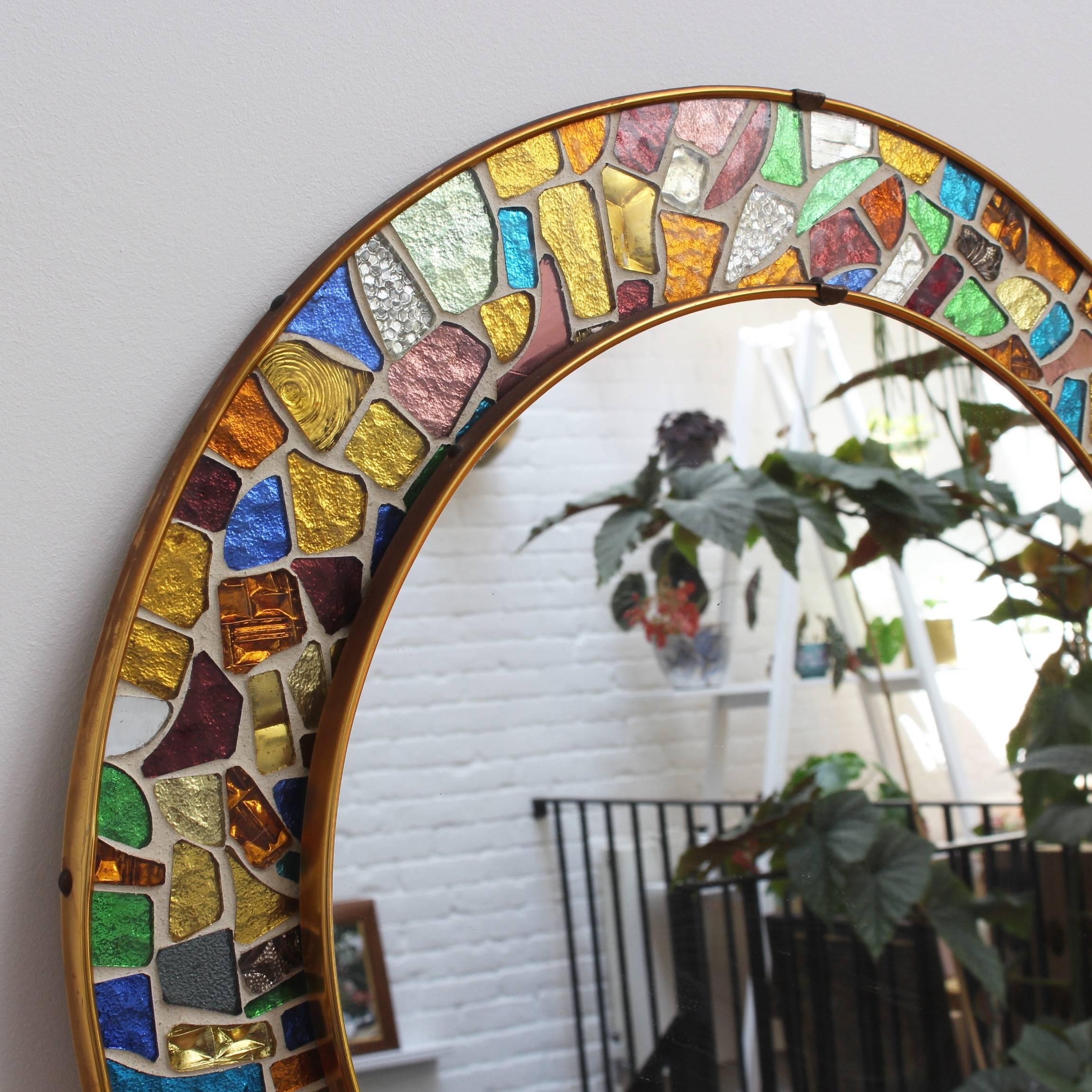 Mid-century Spanish Mosaic Round Wall Mirror, circa 1960s In Good Condition In London, GB