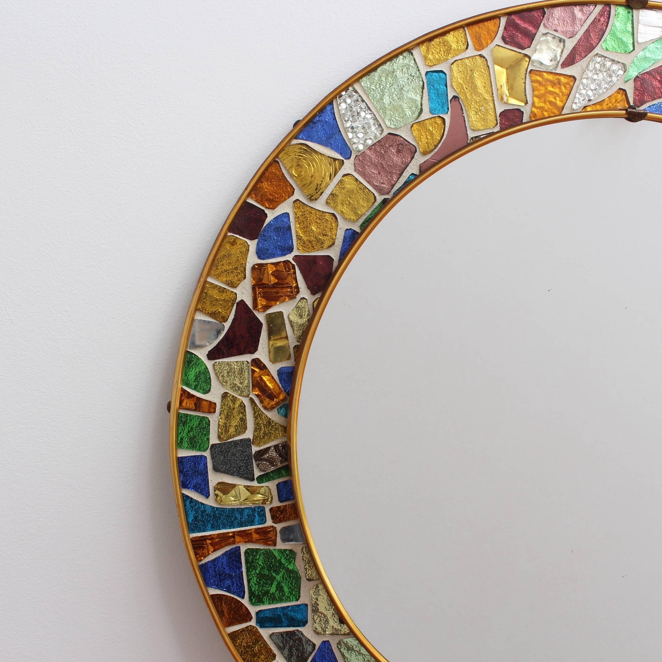 Mid-century Spanish Mosaic Round Wall Mirror, circa 1960s 3
