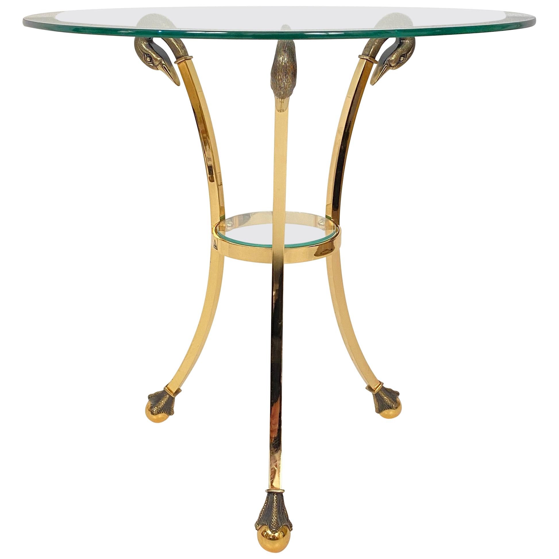 Midcentury Spanish Neoclassical Swan Head Guéridon / Side Table, circa 1979