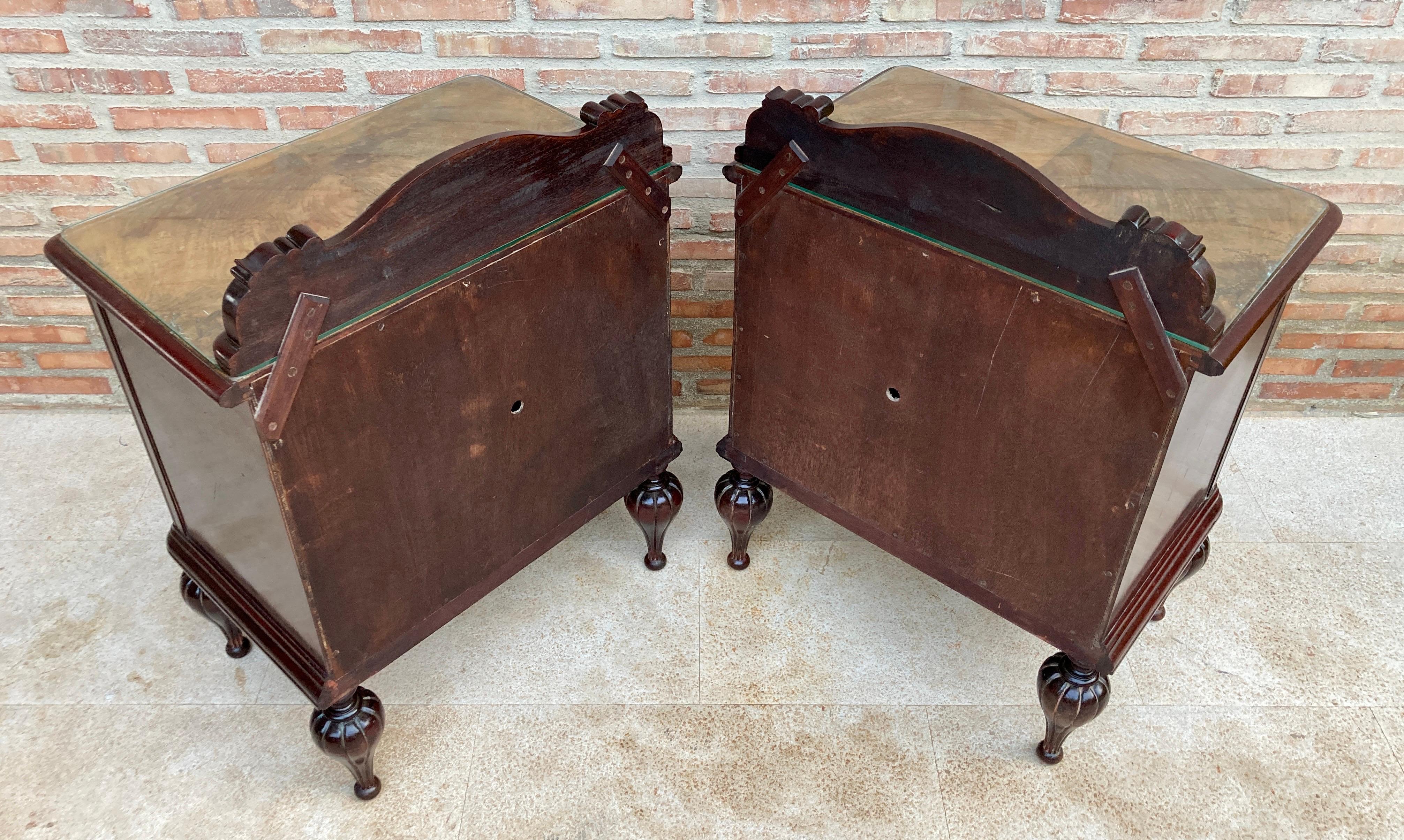 20th Century Mid Century Spanish Nightstands in Wood Set of 2 For Sale
