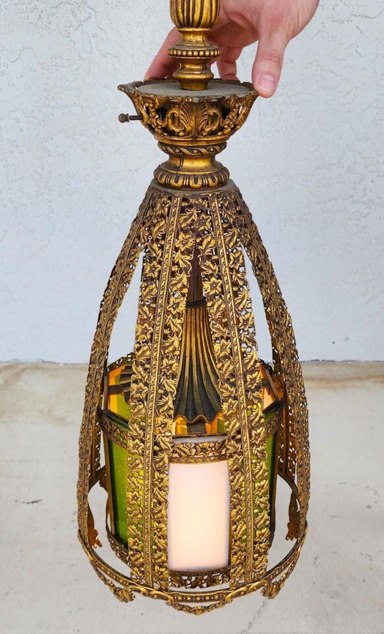 Mid Century Spanish Pendant Light Chandelier For Sale 1