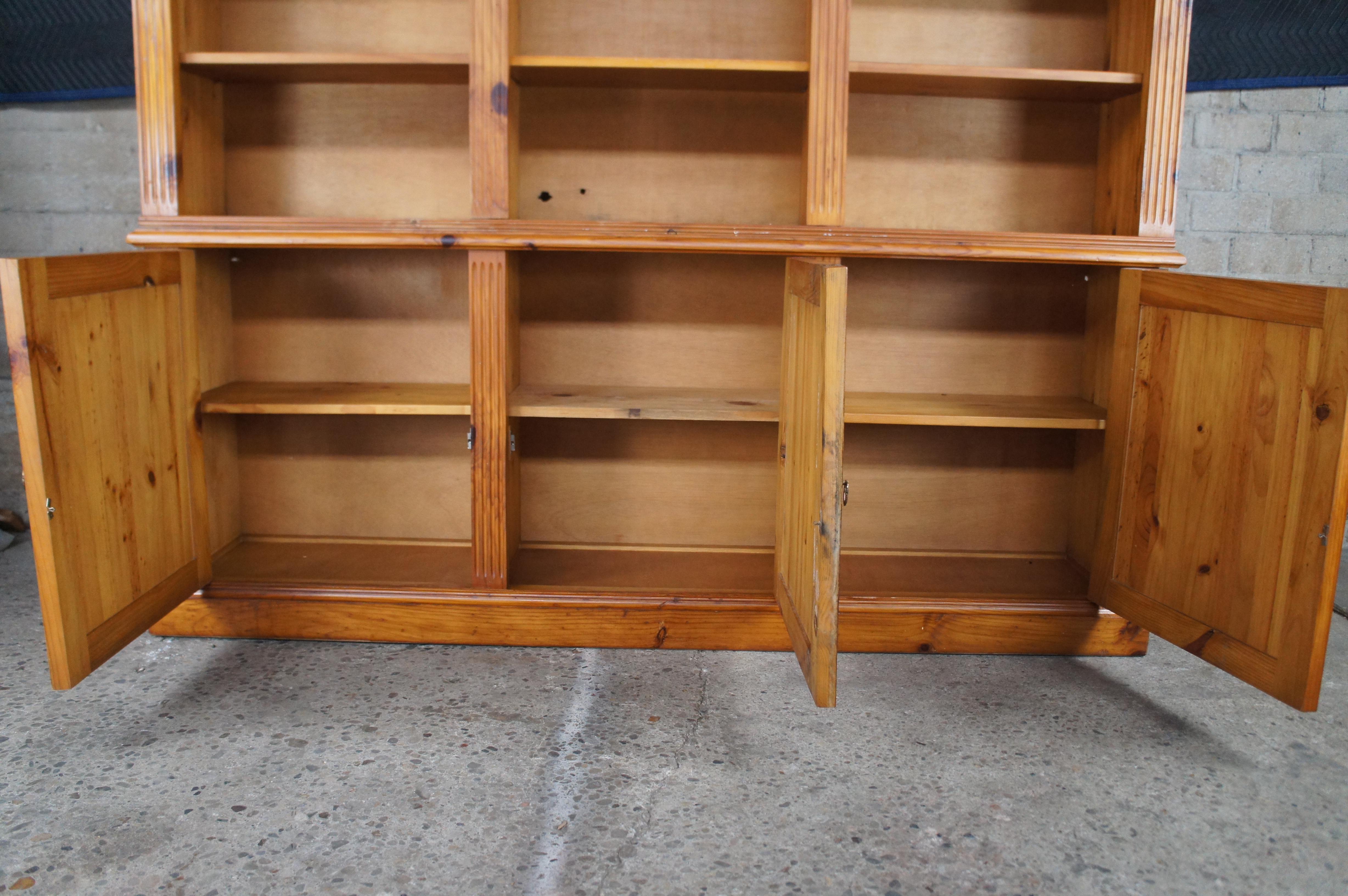 20th Century Mid Century Spanish Pine Country Farmhouse Library Open Bookcase Hutch 78