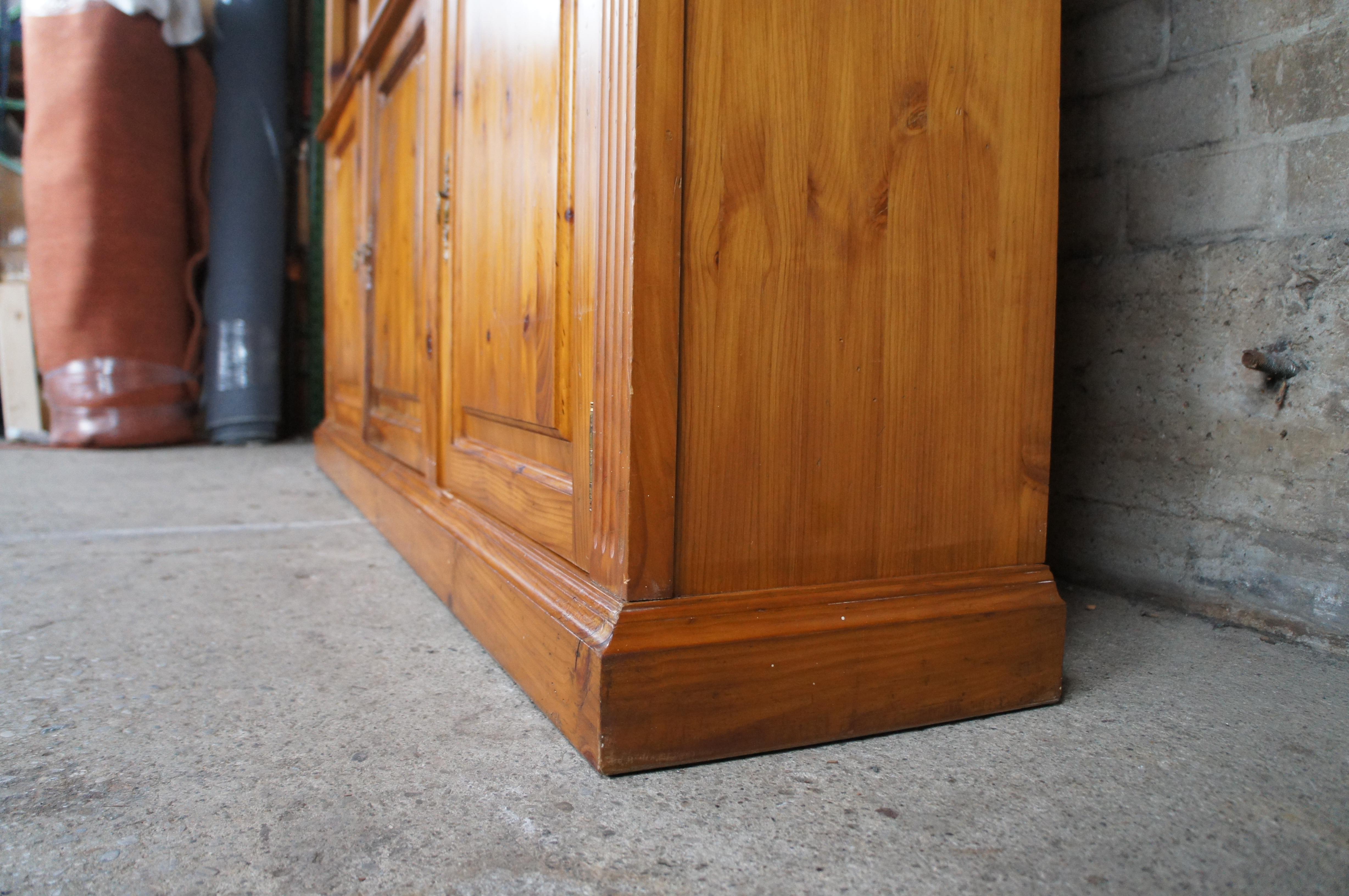 Mid Century Spanish Pine Country Farmhouse Library Open Bookcase Hutch 78