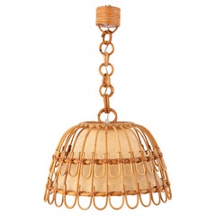Mid-Century Spanish Rattan Pendant Lamp