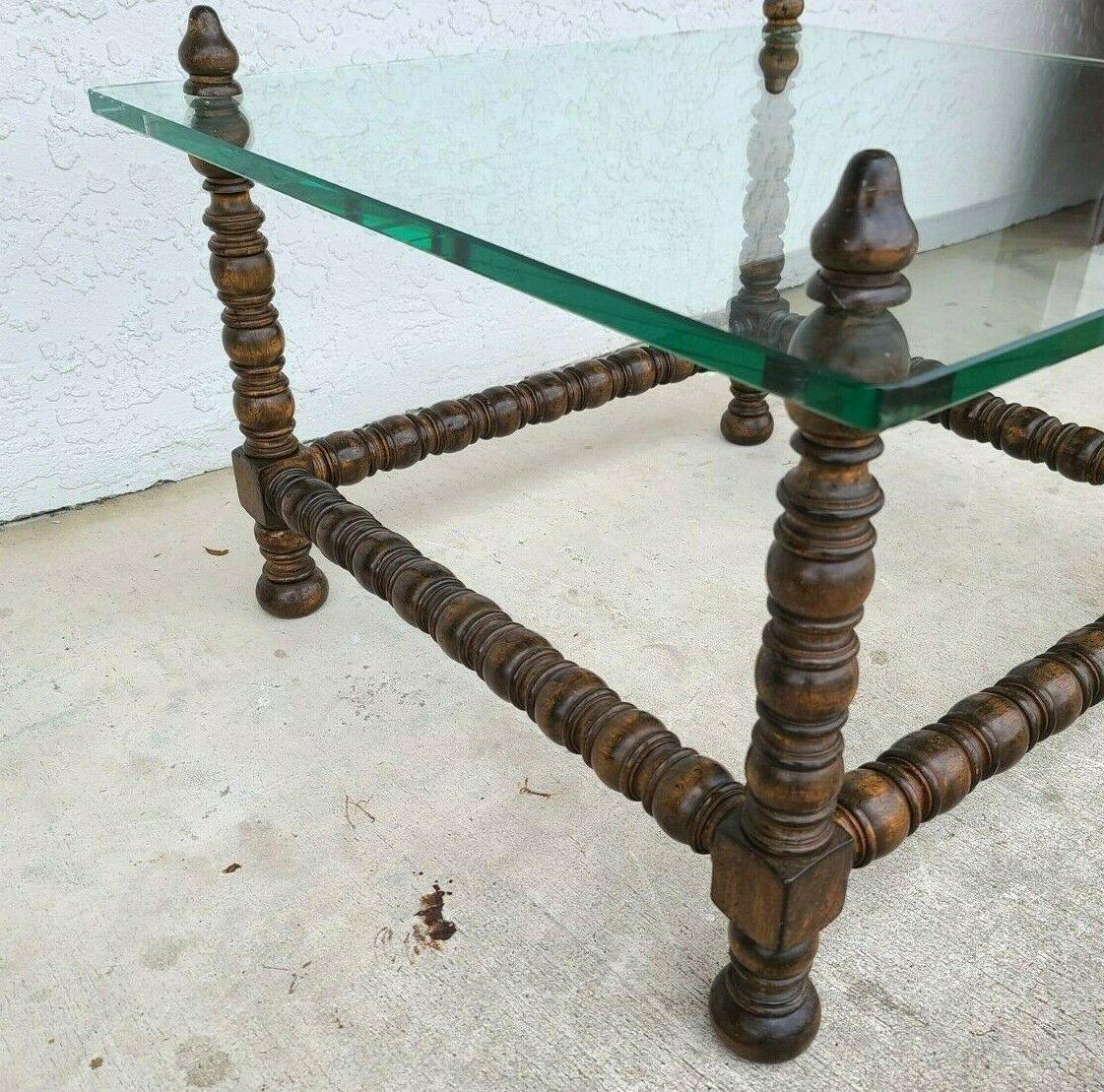 Glass Mid Century Spanish Revival Coffee Side Center Table For Sale