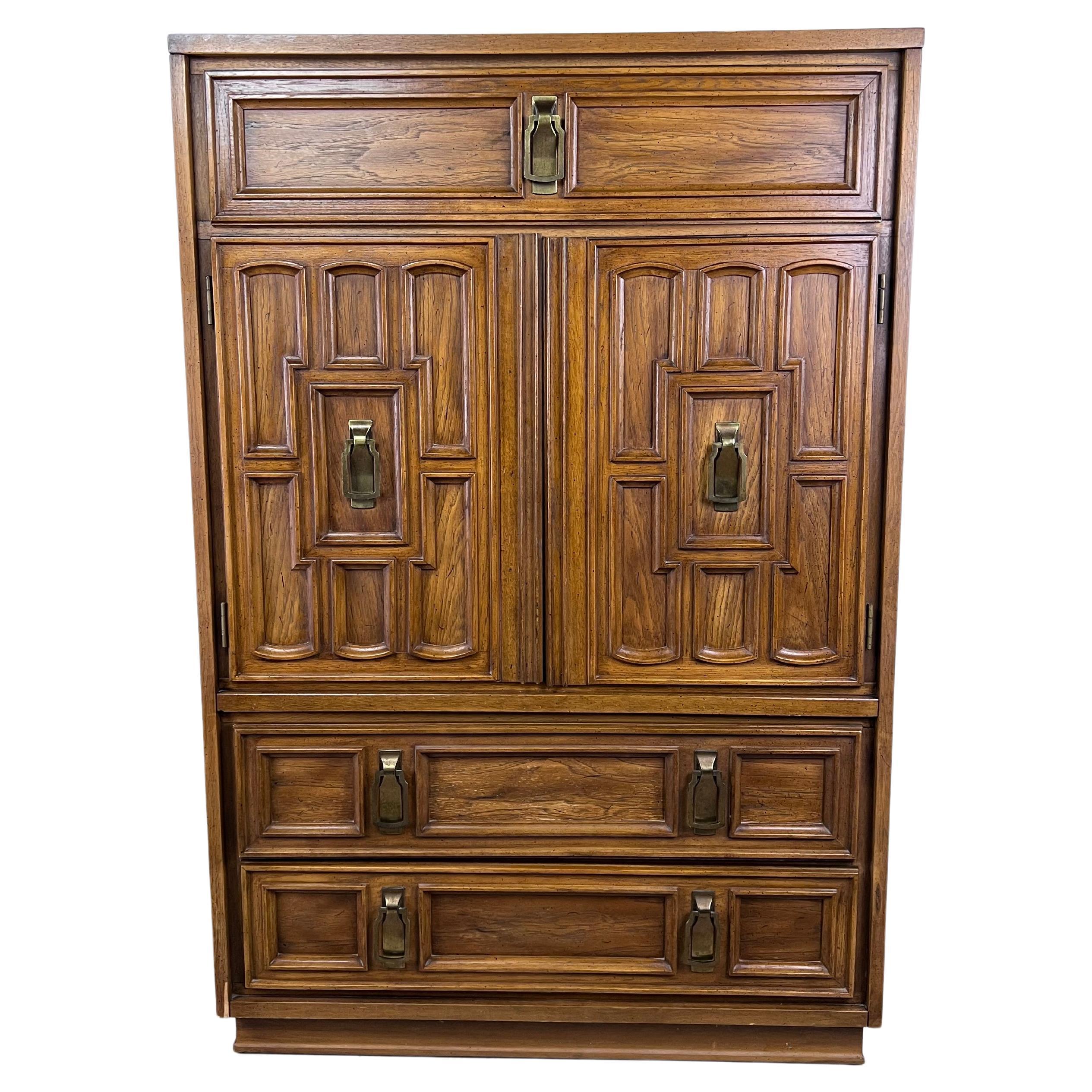 Mid Century Spanish Revival Gentleman's Chest Armoire For Sale