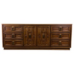 Mid-Century Spanish Revival Lowboy 9 Drawer Dresser