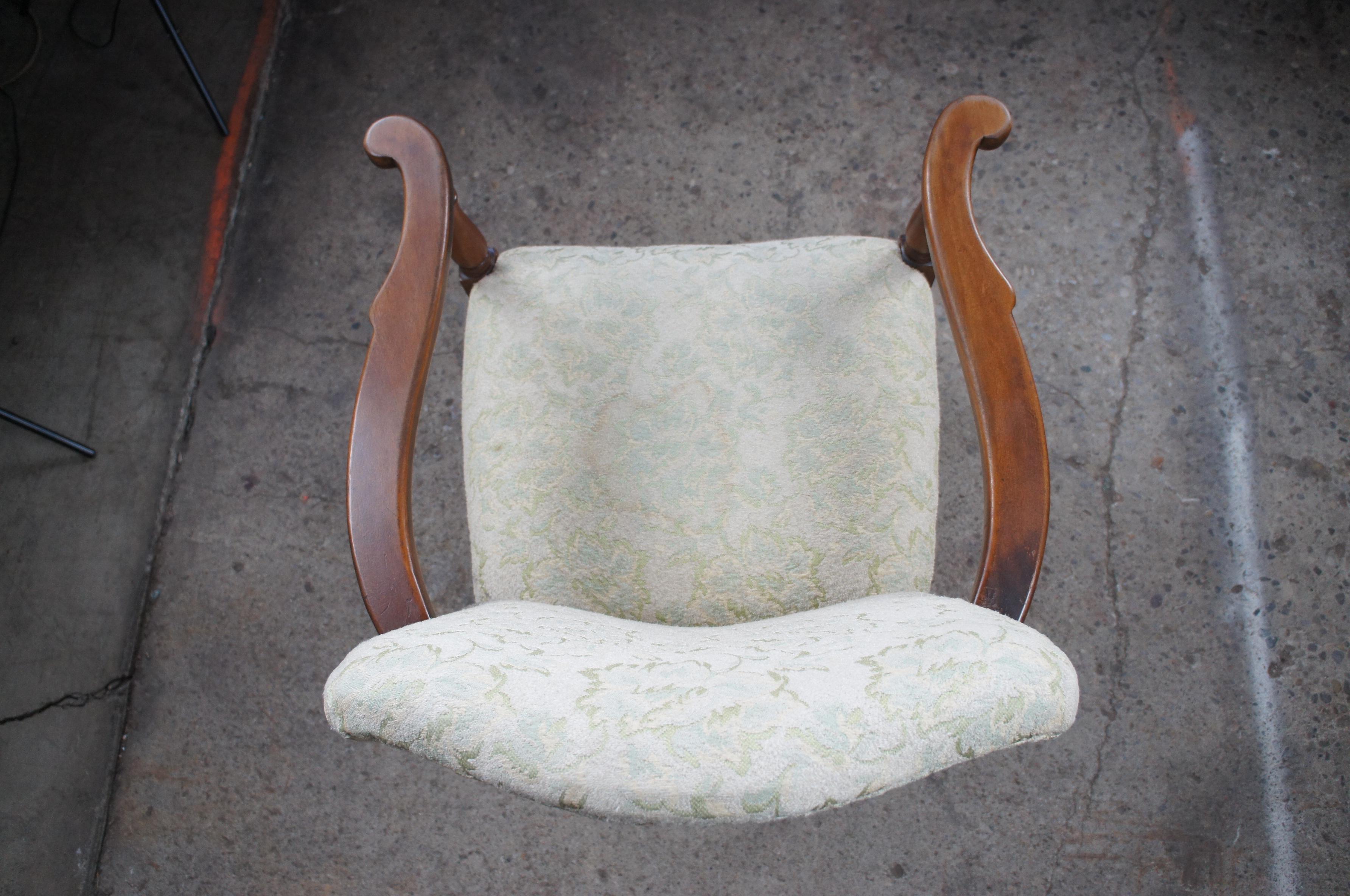 Mid Century Spanish Revival Mahogany Carved Occasional Arm Desk Side Chair 5