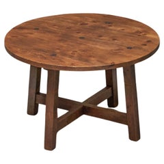 Mid Century Spanish Style Dining or Center Table in Solid Wood and Wrought Iron