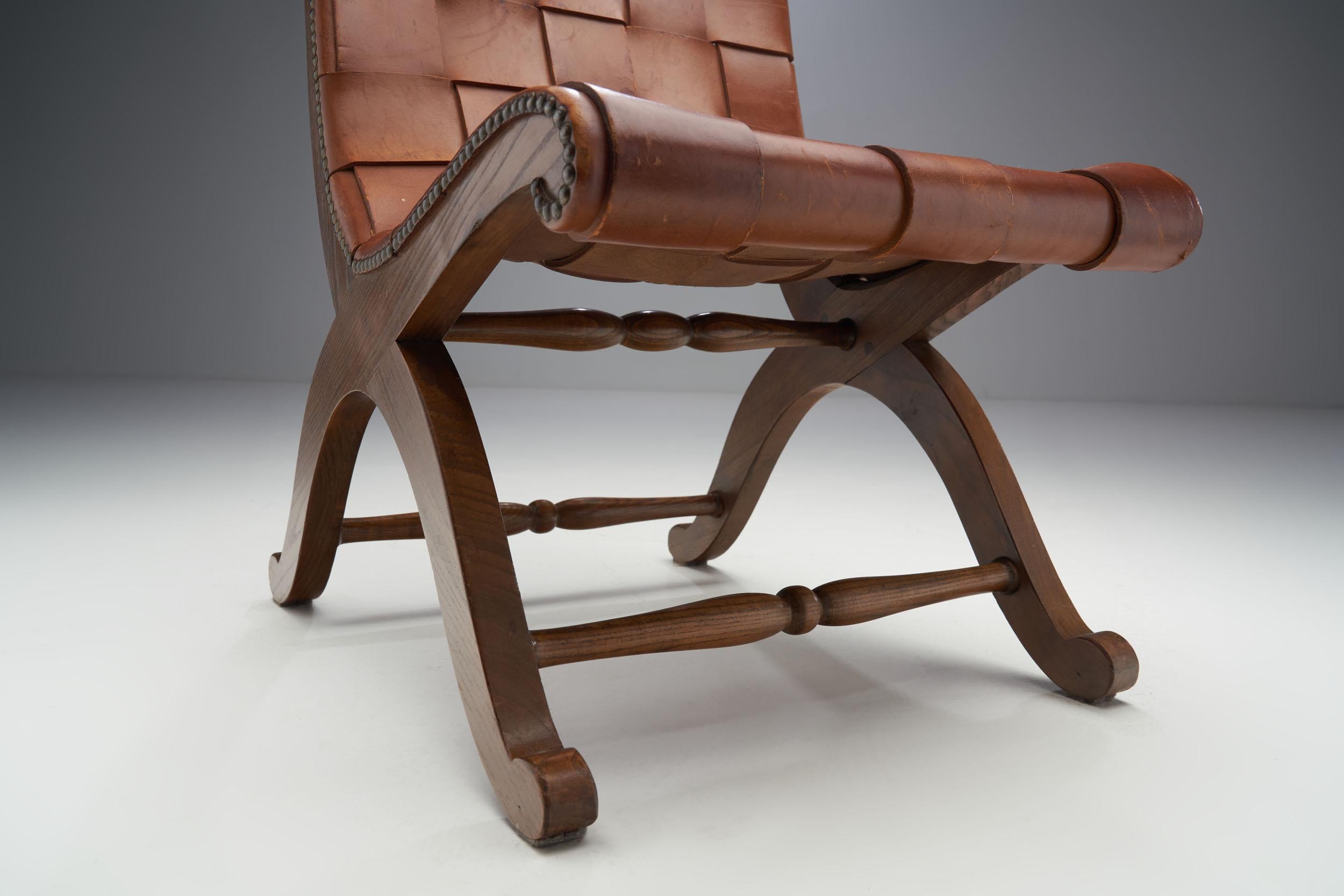 Mid-Century Spanish Valenti Leather Chair by Pierre Lottier, Spain, 1950s 8