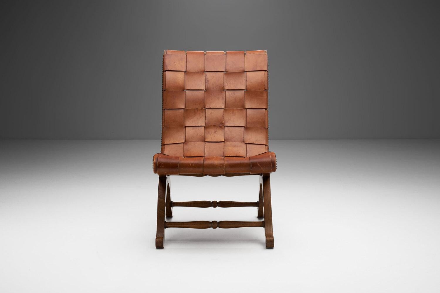 Mid-Century Modern Mid-Century Spanish Valenti Leather Chair by Pierre Lottier, Spain, 1950s