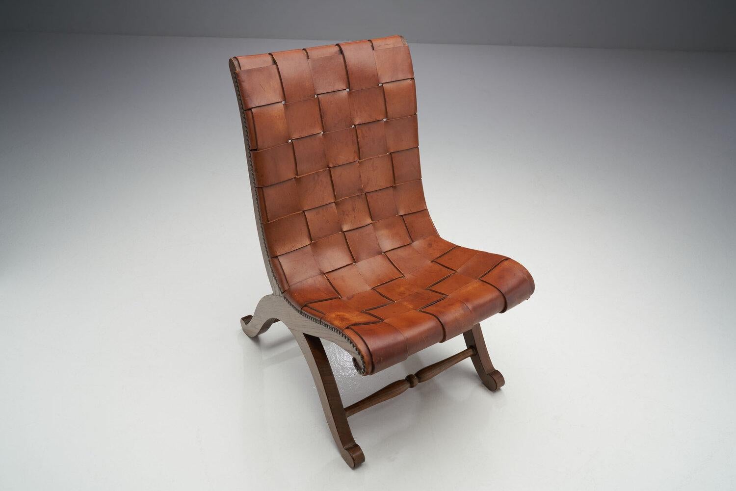 20th Century Mid-Century Spanish Valenti Leather Chair by Pierre Lottier, Spain, 1950s