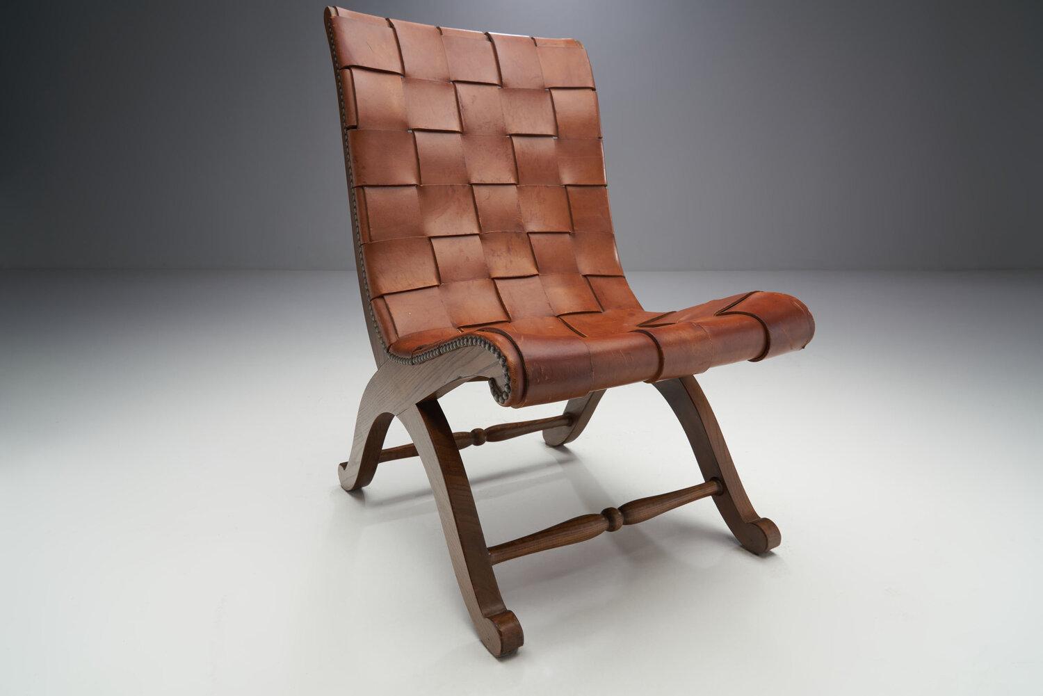 Mid-Century Spanish Valenti Leather Chair by Pierre Lottier, Spain, 1950s 1