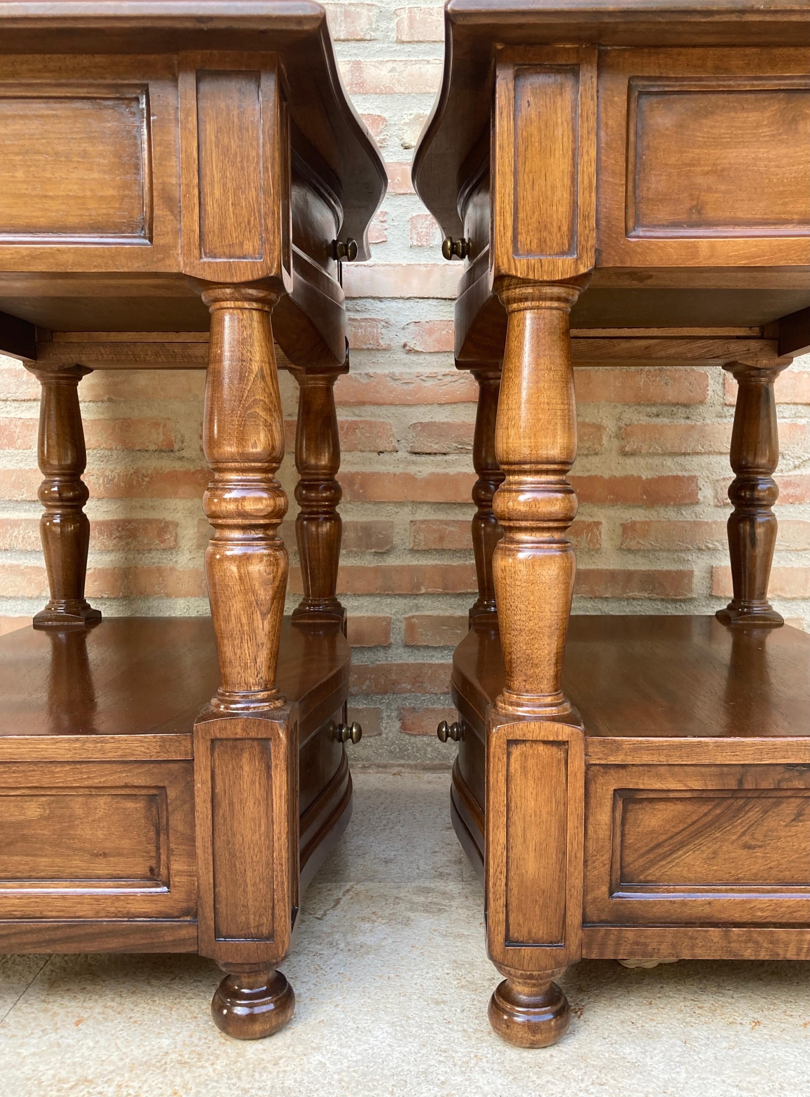Mid-Century Spanish Wood Nightstands, Set of 2 For Sale 3