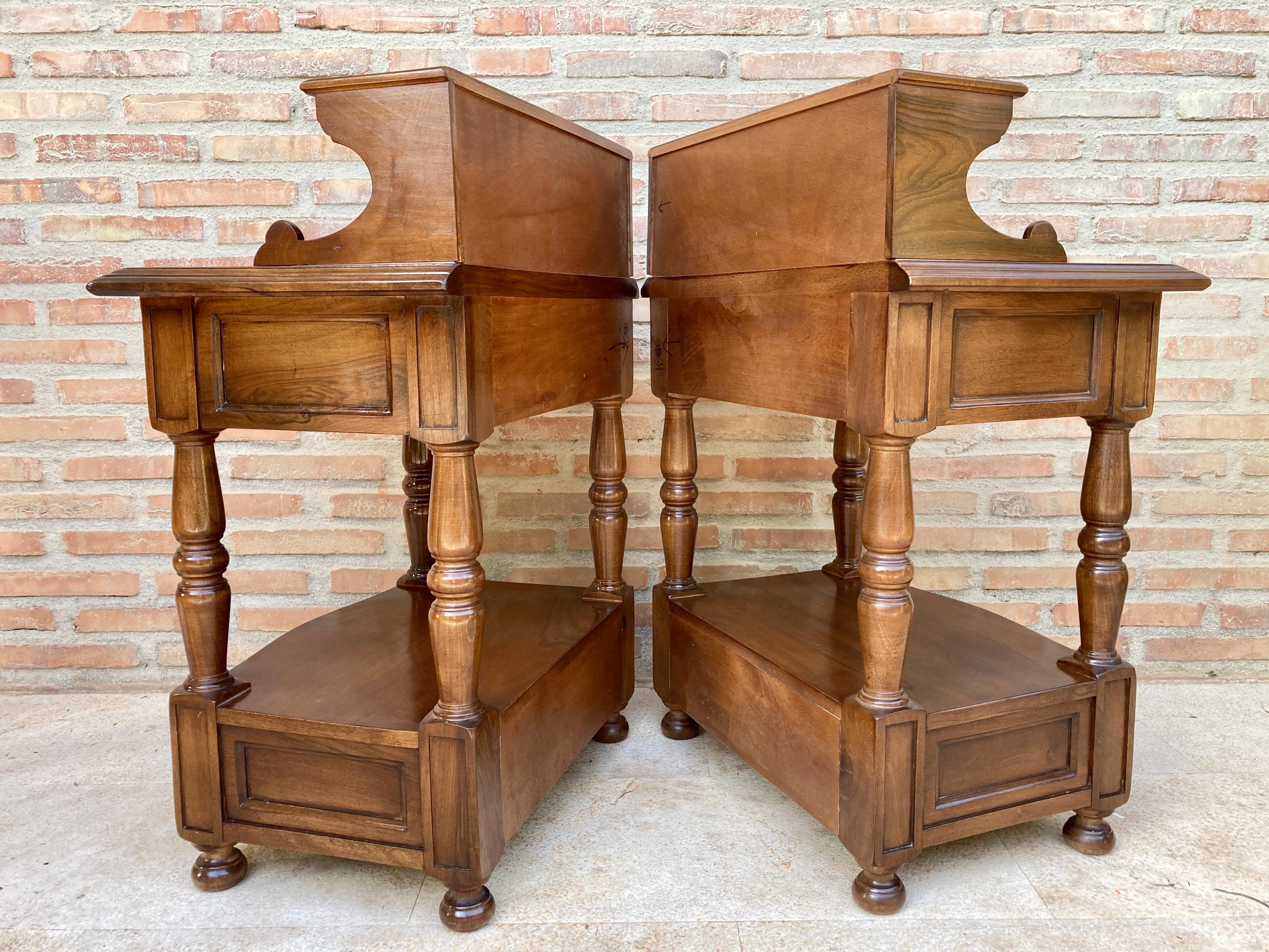 Mid-Century Spanish Wood Nightstands, Set of 2 For Sale 1