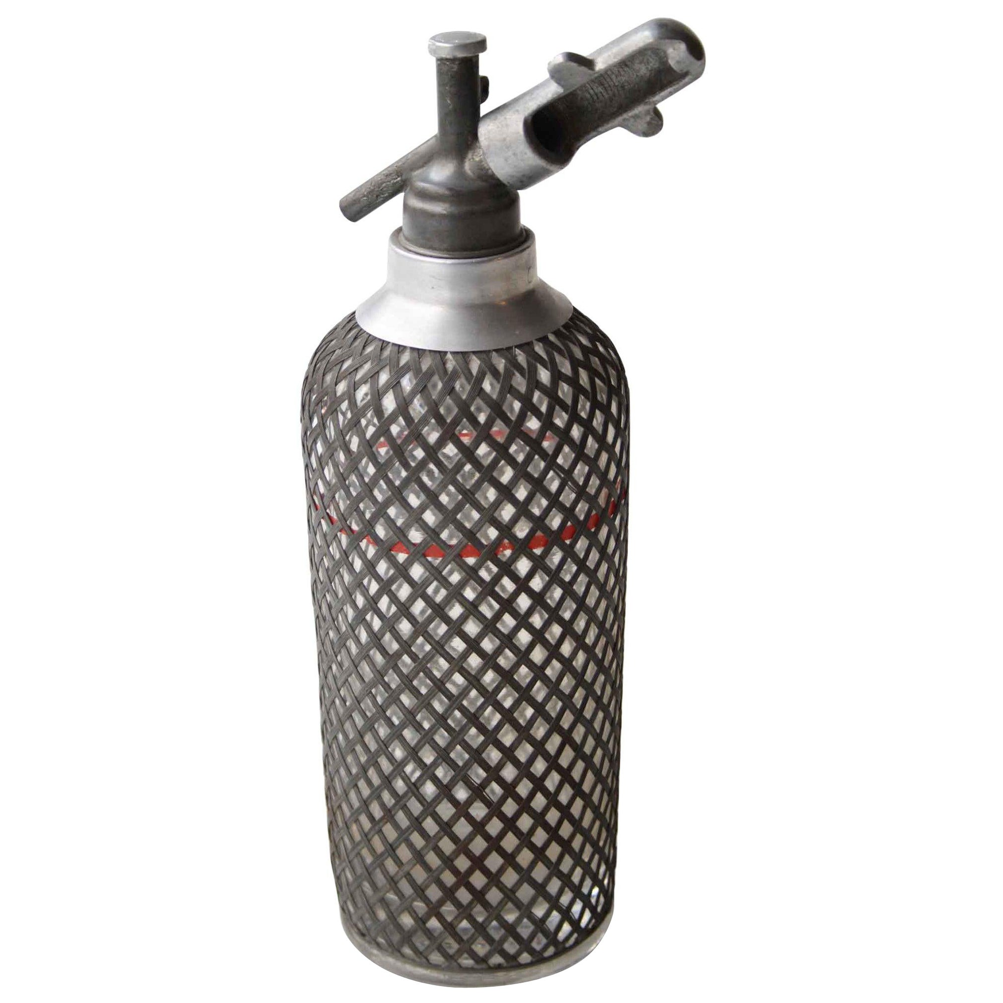 Sifone inglese di metà secolo Sparklest Ltd Makers in metallo grigio e cristallo, 1920
