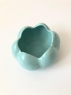 Mid Century Speckled Blue Scalloped Bowl