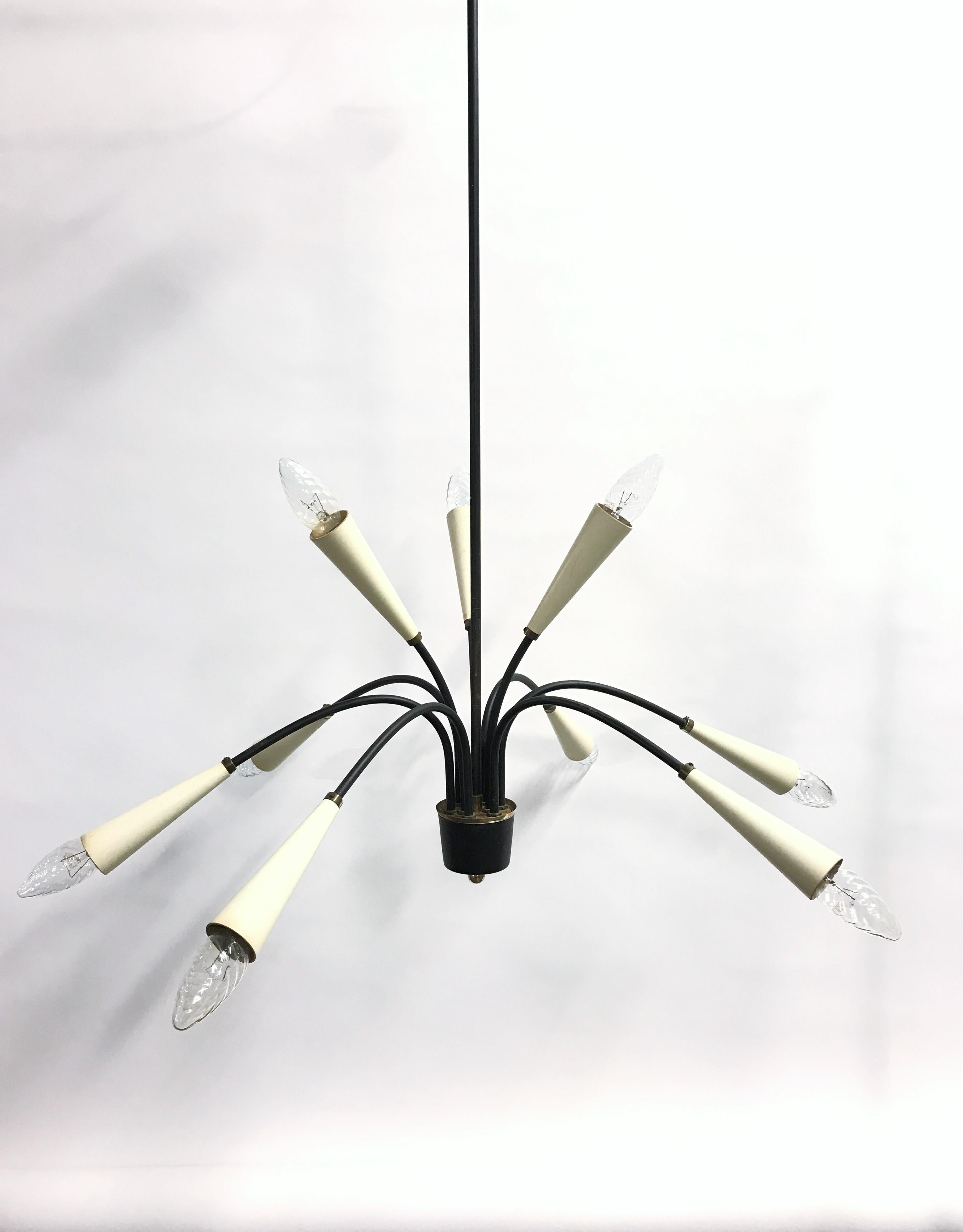 Metal Midcentury Spider Chandelier, 1950s