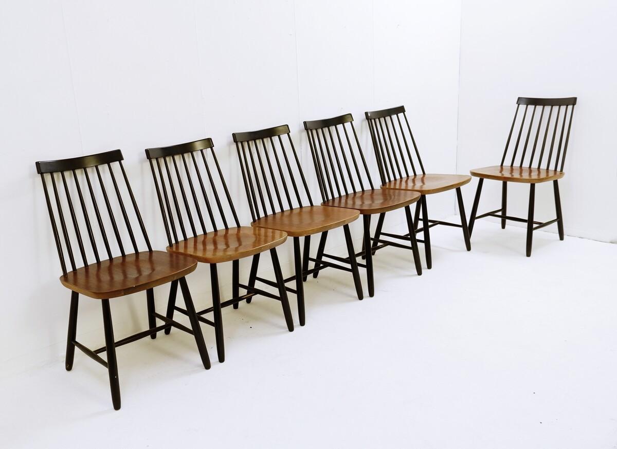 Midcentury Spindle Back Dining Chairs by Yngve Ekström for Pastoe, Netherlands For Sale 5
