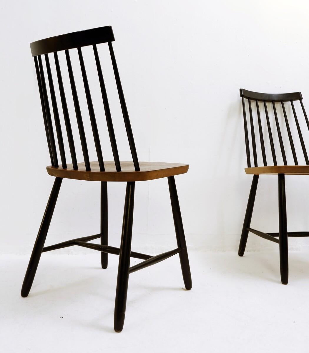 Wood Midcentury Spindle Back Dining Chairs by Yngve Ekström for Pastoe, Netherlands For Sale