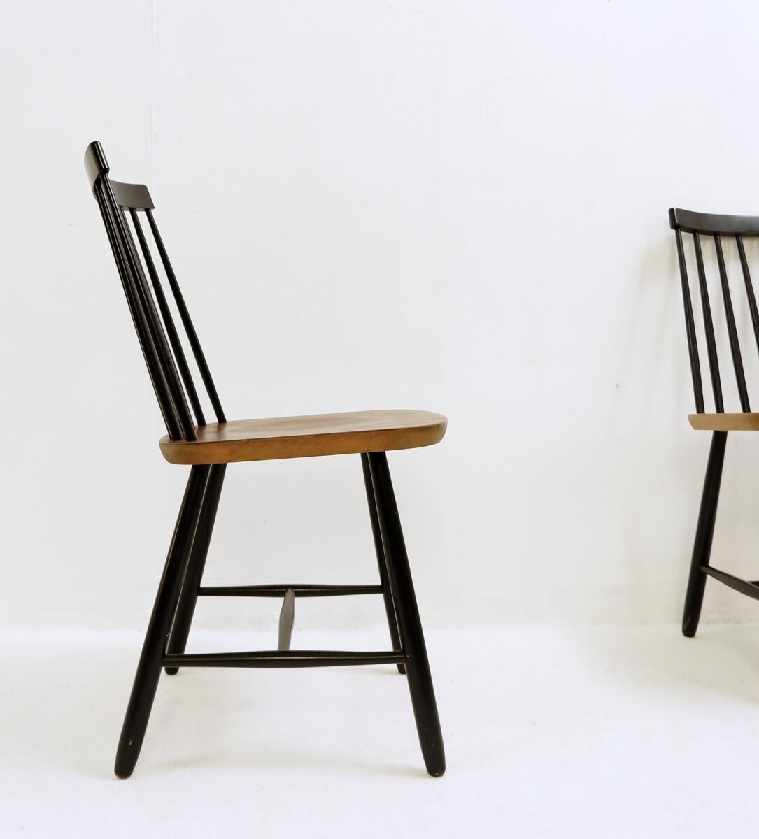 Midcentury Spindle Back Dining Chairs by Yngve Ekström for Pastoe, Netherlands For Sale 2