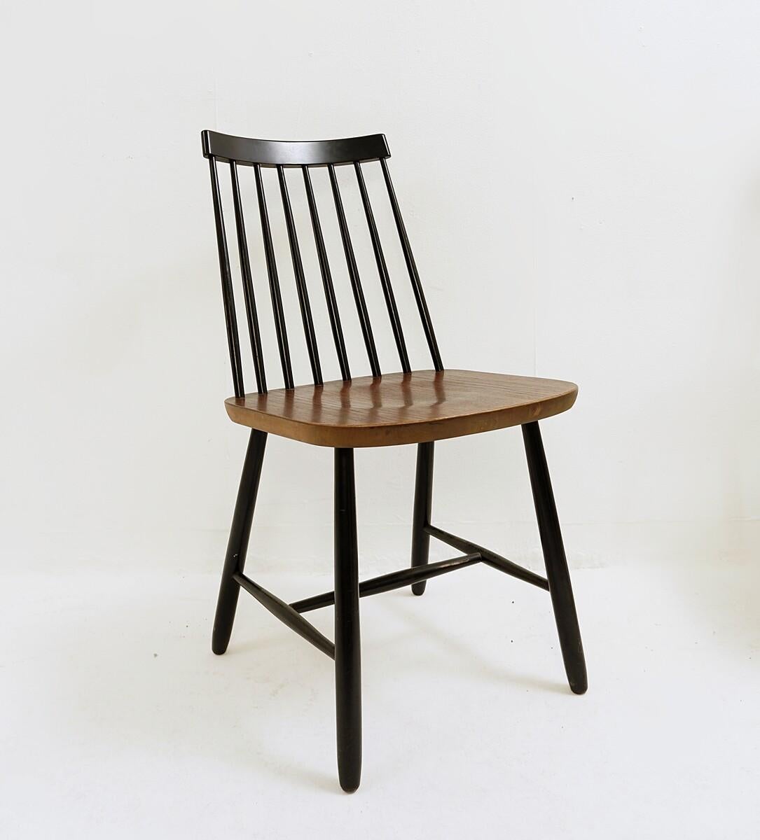 Midcentury Spindle Back Dining Chairs by Yngve Ekström for Pastoe, Netherlands For Sale 3