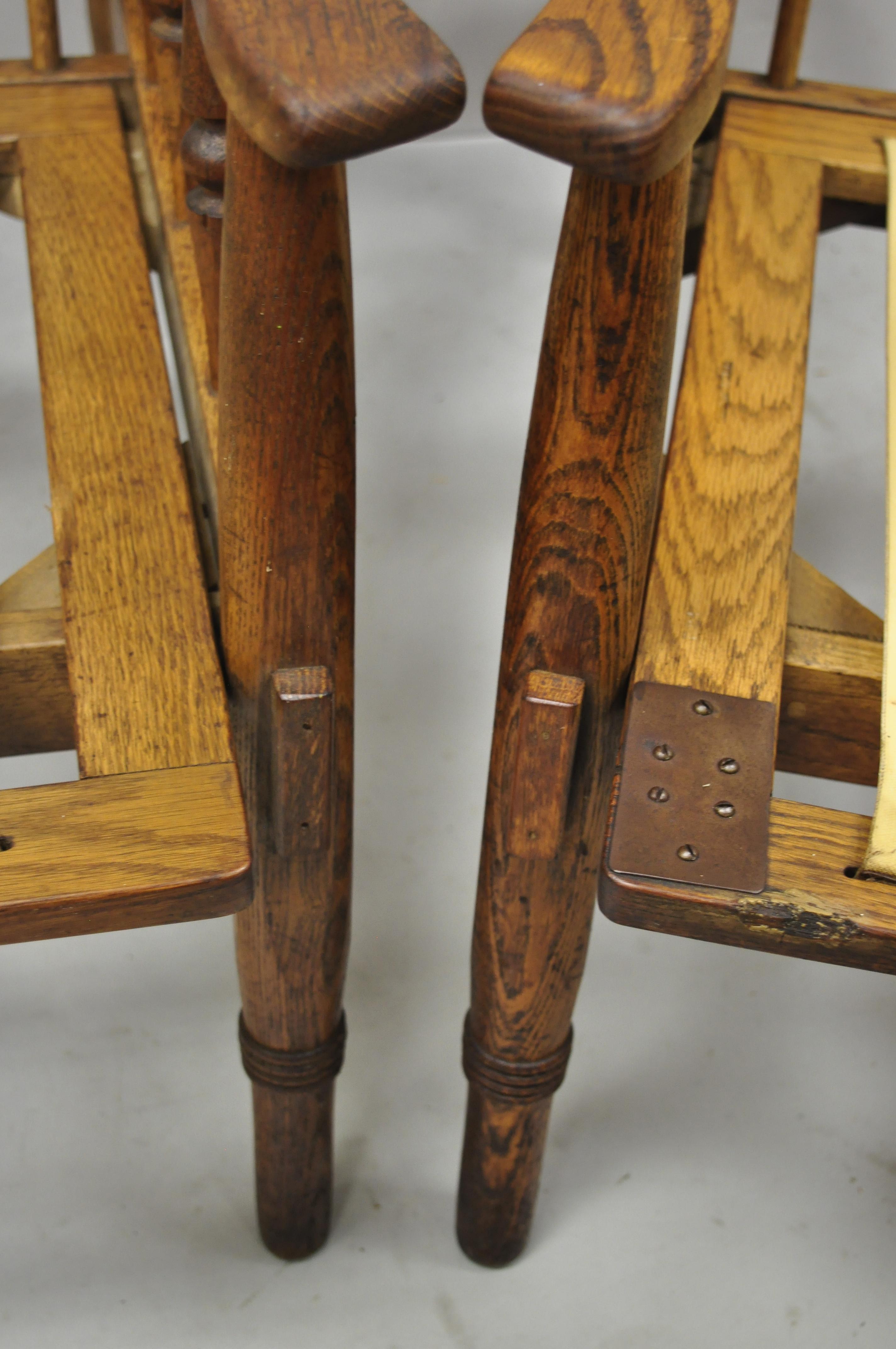 Mid Century Spindle Back Oak Wood Danish Style Lounge Club Chairs, a Pair 3