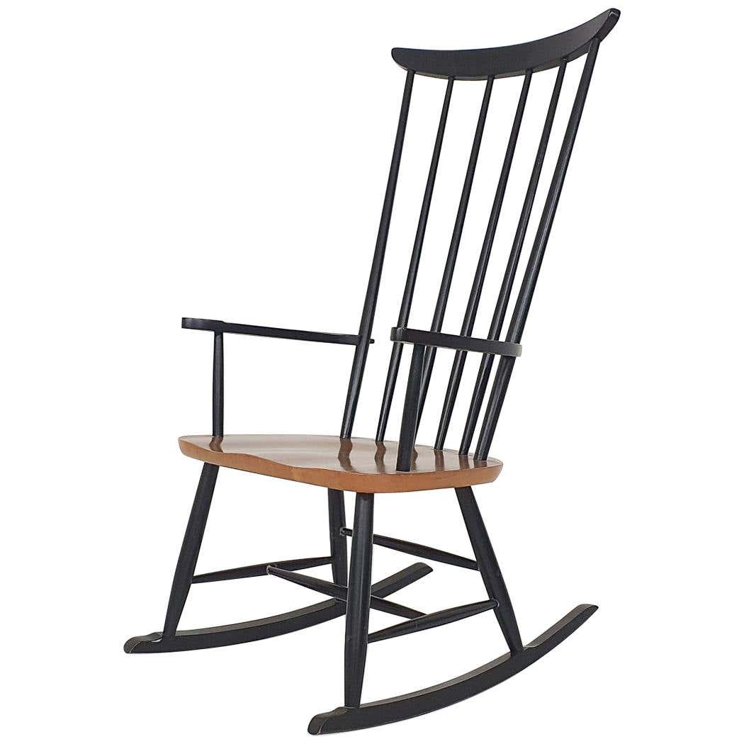 Mid-century Spindle Back Rocking Chair, the Netherlands, 1960's For ...