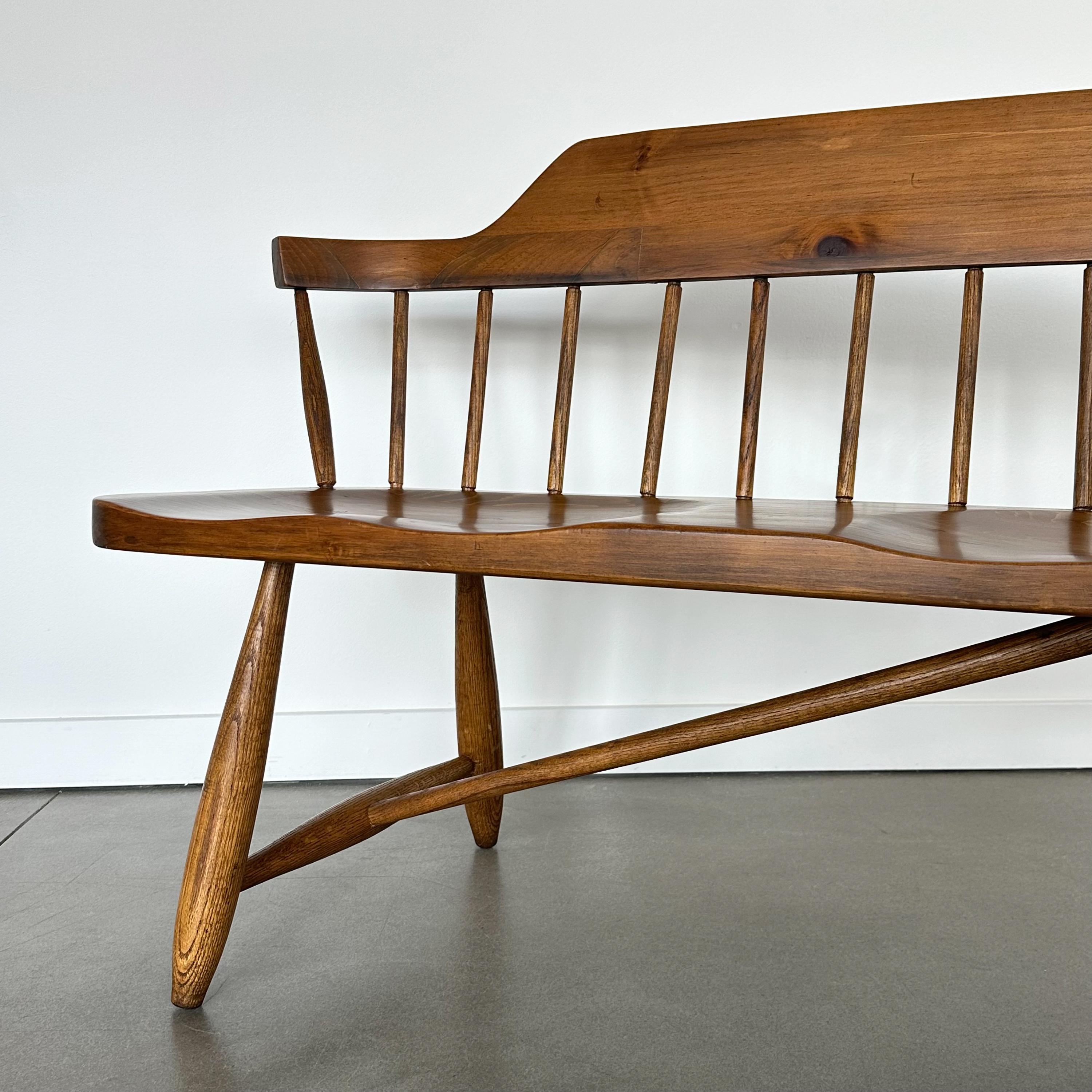 Mid-Century Spindle Back Three Seat Bench by Conant Ball Bench 3