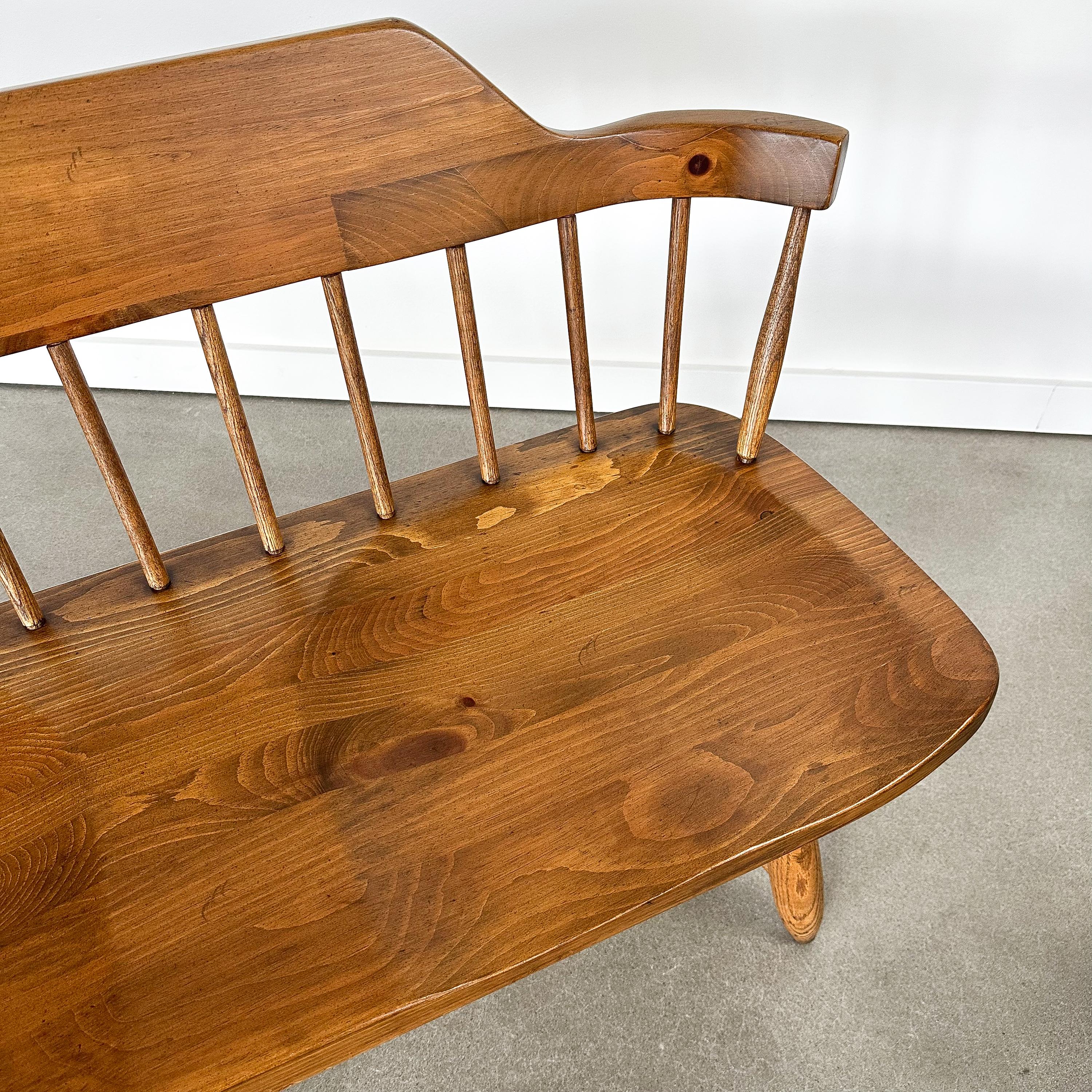 Mid-Century Spindle Back Three Seat Bench by Conant Ball Bench 9