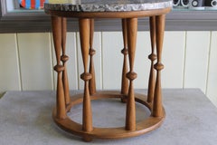 Midcentury Spindle Table with Marble Top