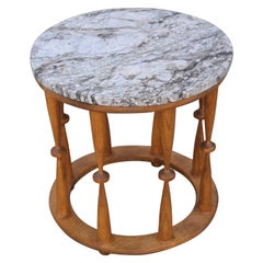 Midcentury Spindle Table with Marble Top
