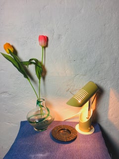 Mid-Century Clear Glass Table Vase with Painted Spiral Pattern 1970s