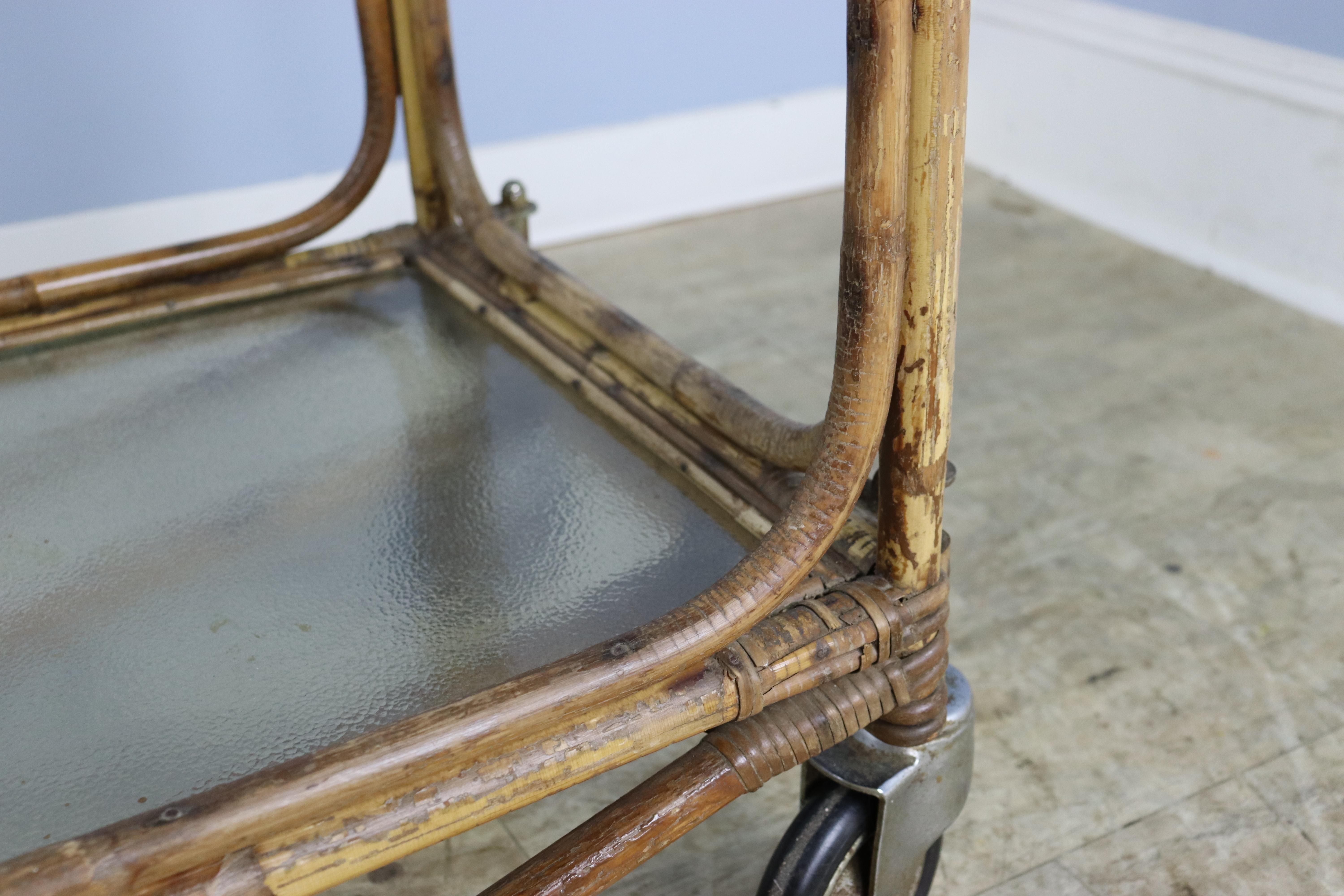 Mid Century Split Cane Drinks Trolley For Sale 4