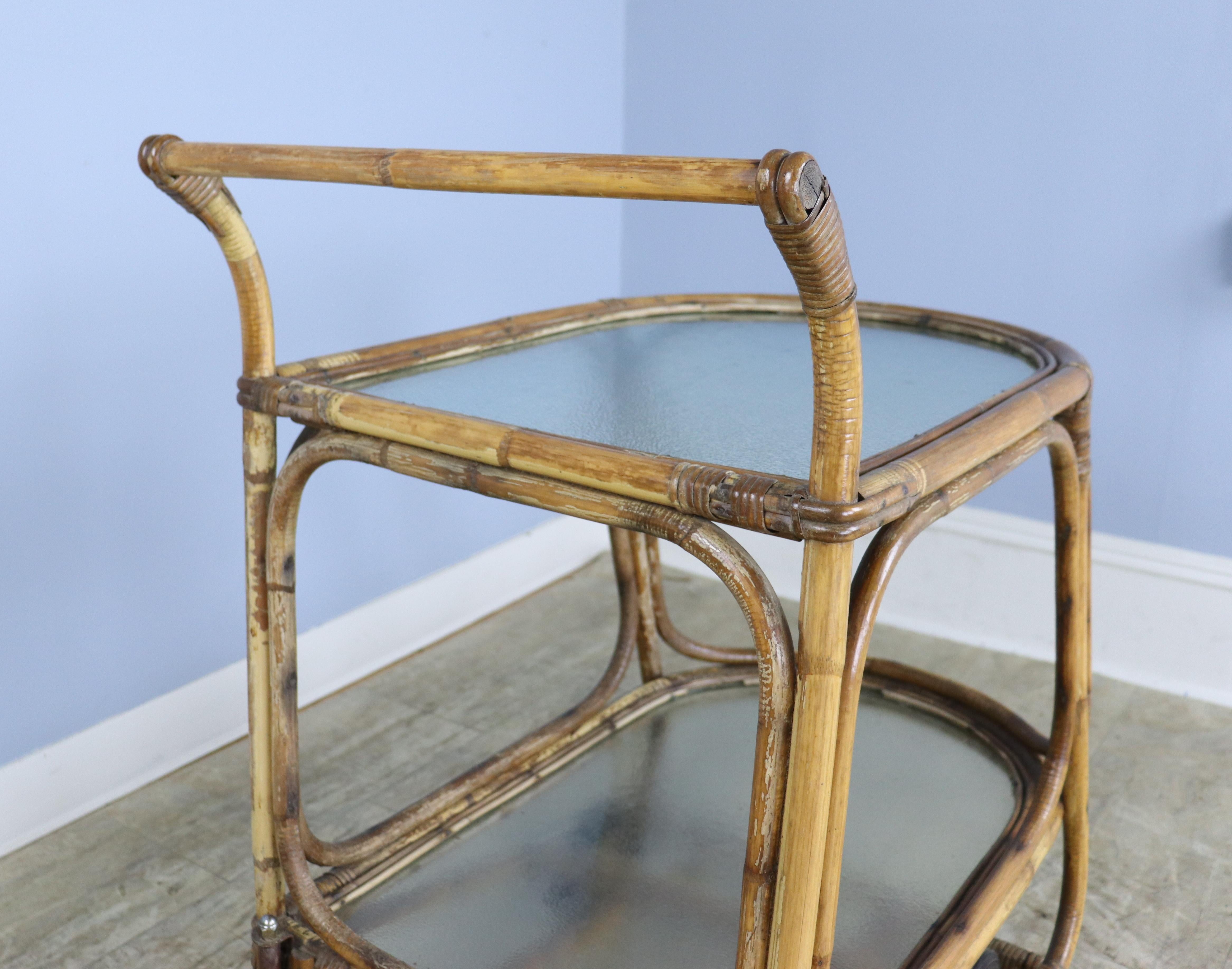 Mid Century Split Cane Drinks Trolley For Sale 8