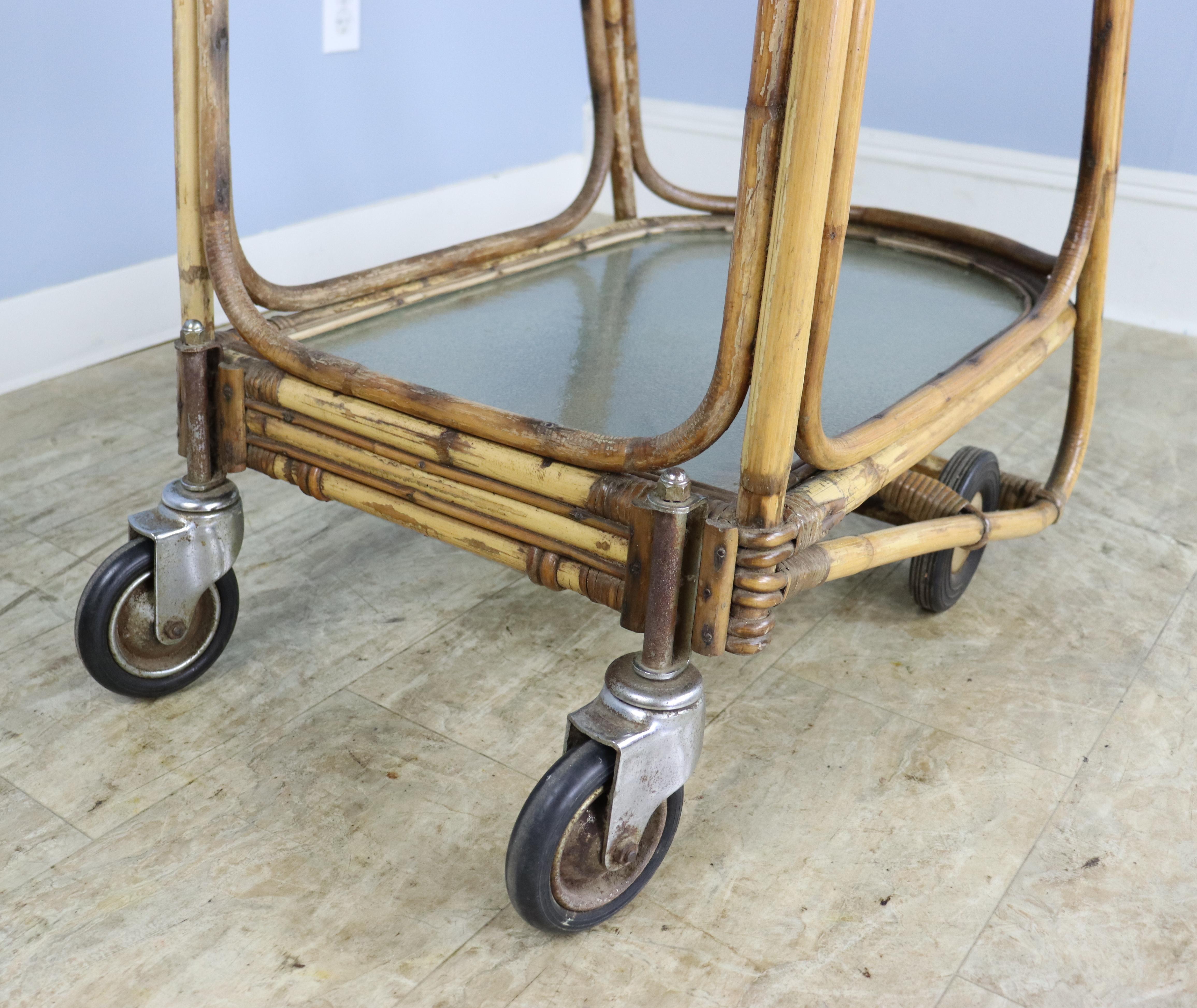 Mid Century Split Cane Drinks Trolley For Sale 9